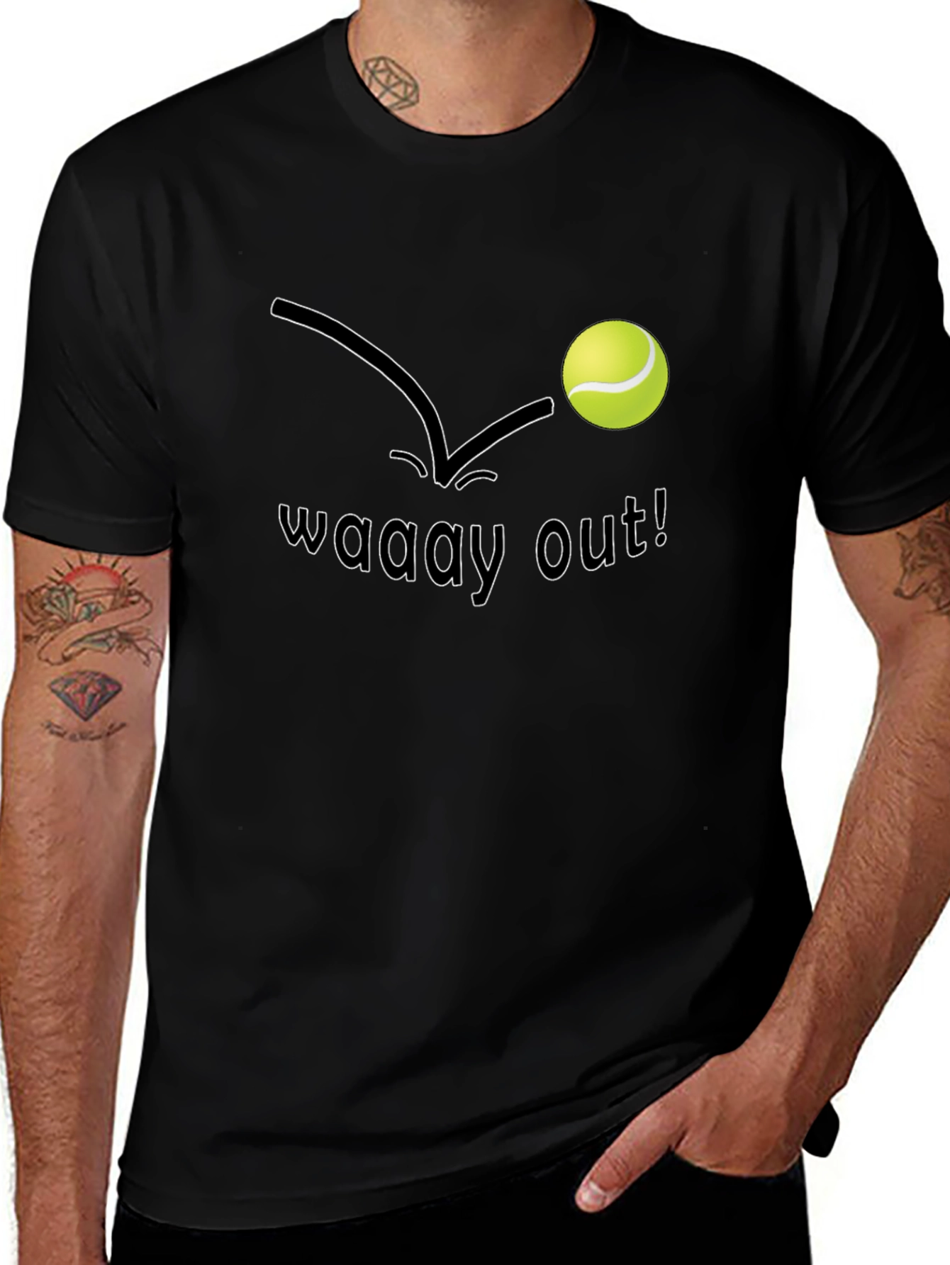 Camiseta Negra Hombre - Diseño Tennis Waay Out!