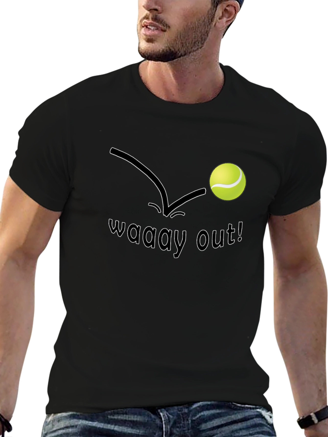 Camiseta Negra Hombre - Diseño Tennis Waay Out!