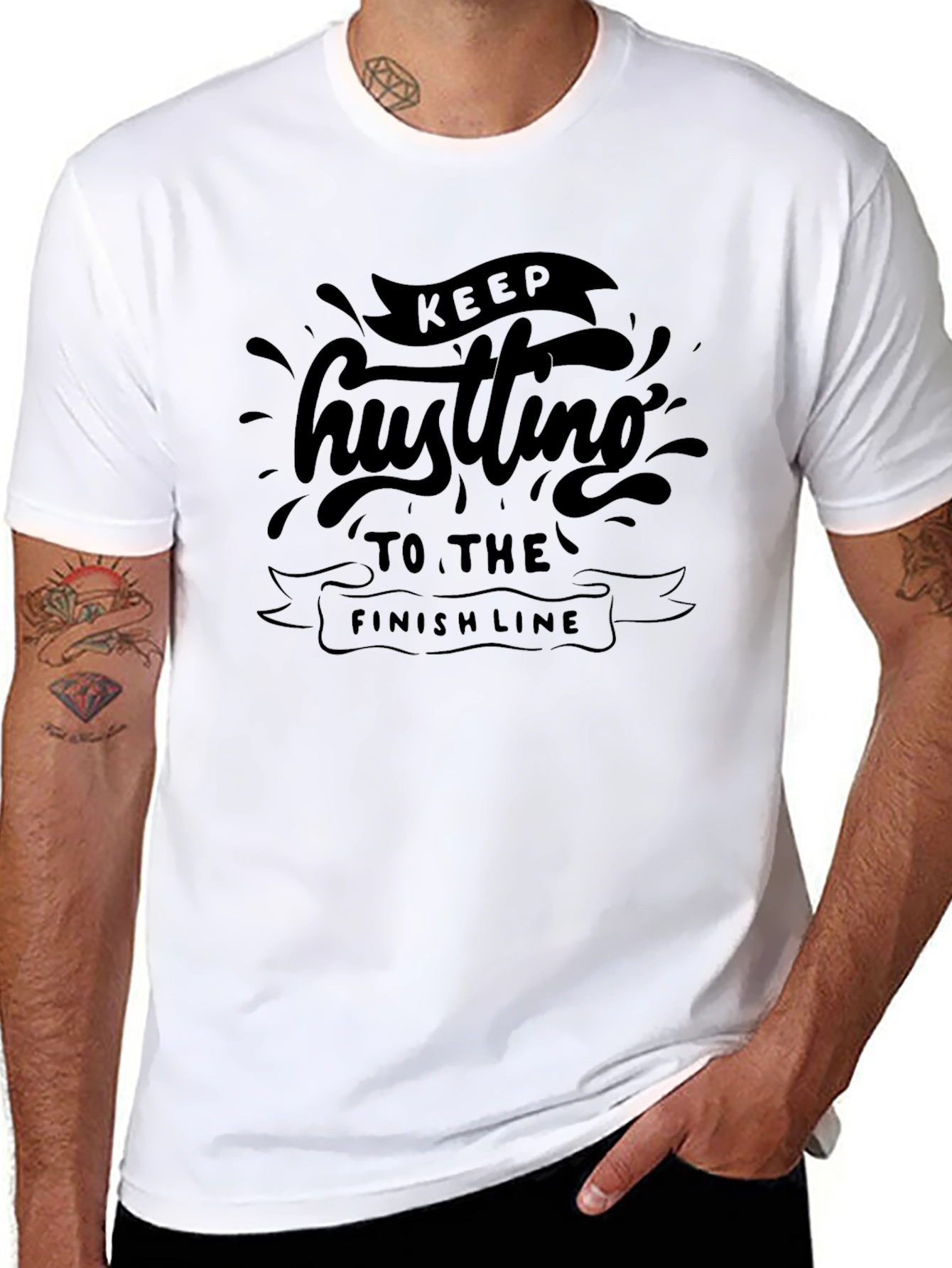 Camiseta Negra con Diseño Motivacional Keep Hustling