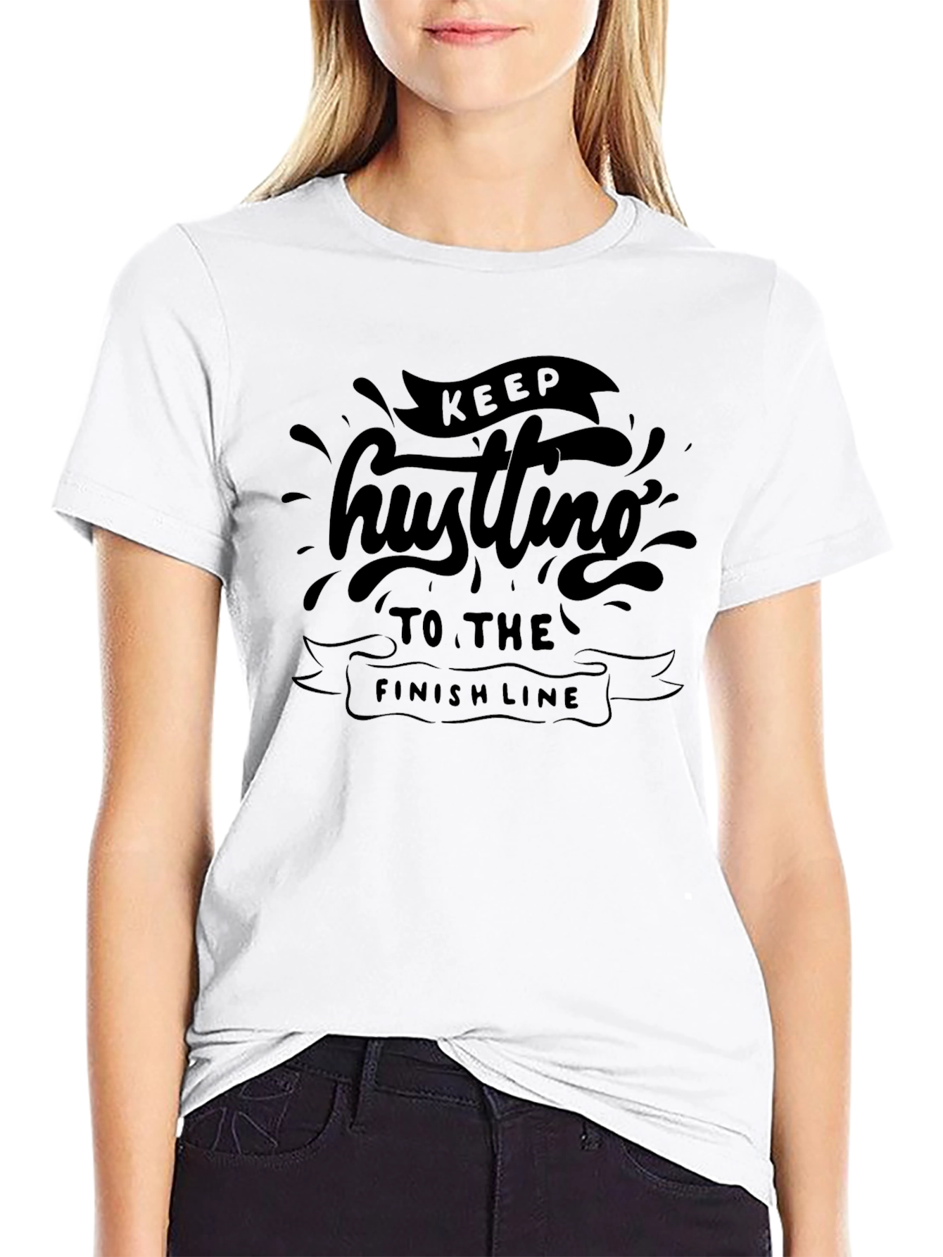 Camiseta Negra con Diseño Motivacional Keep Hustling