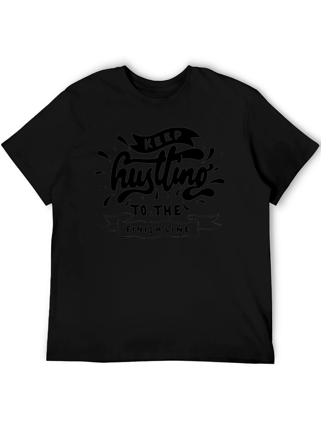Camiseta Negra con Diseño Motivacional Keep Hustling