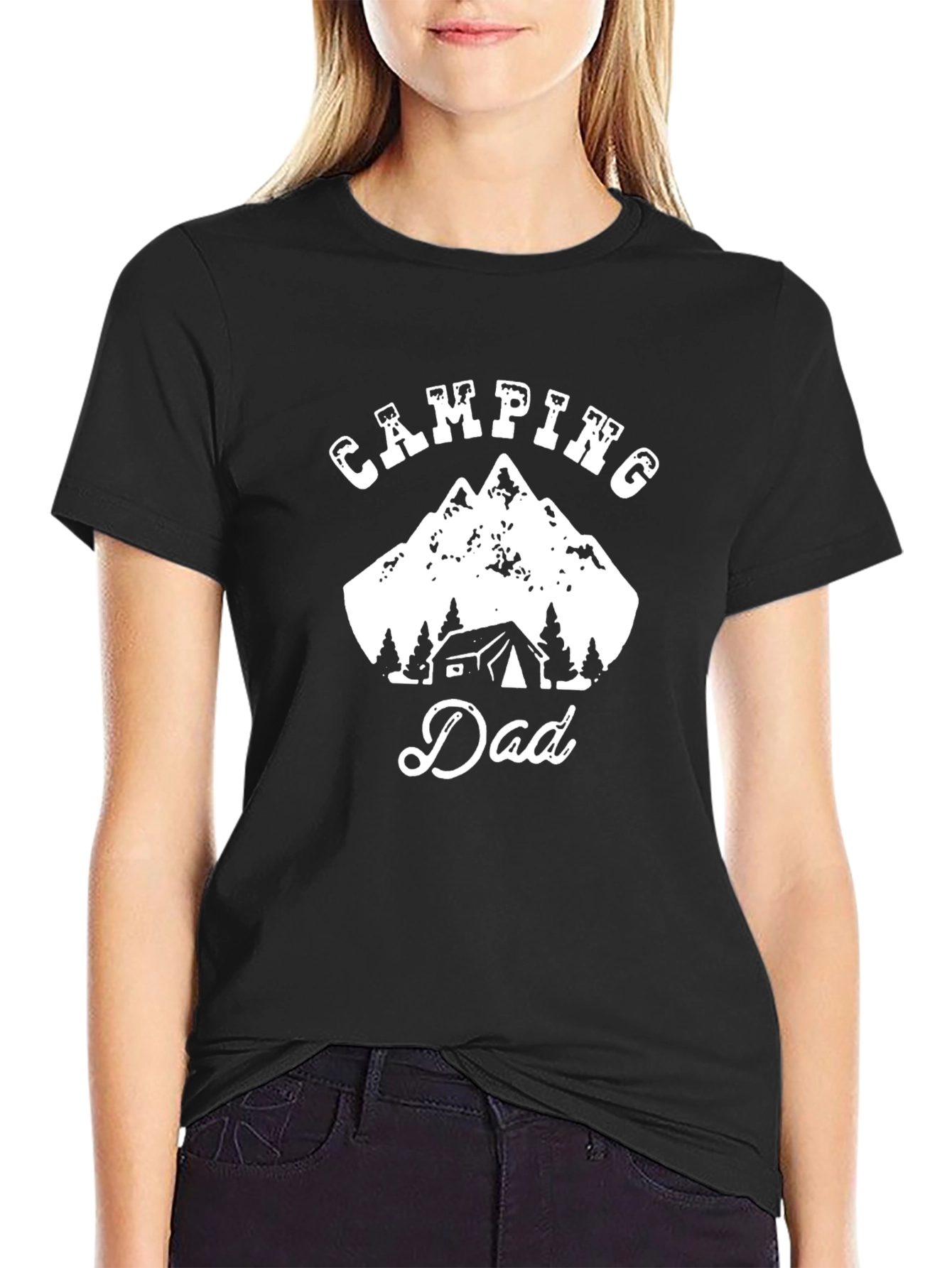 Camiseta Negra Camping Dad para Hombre
