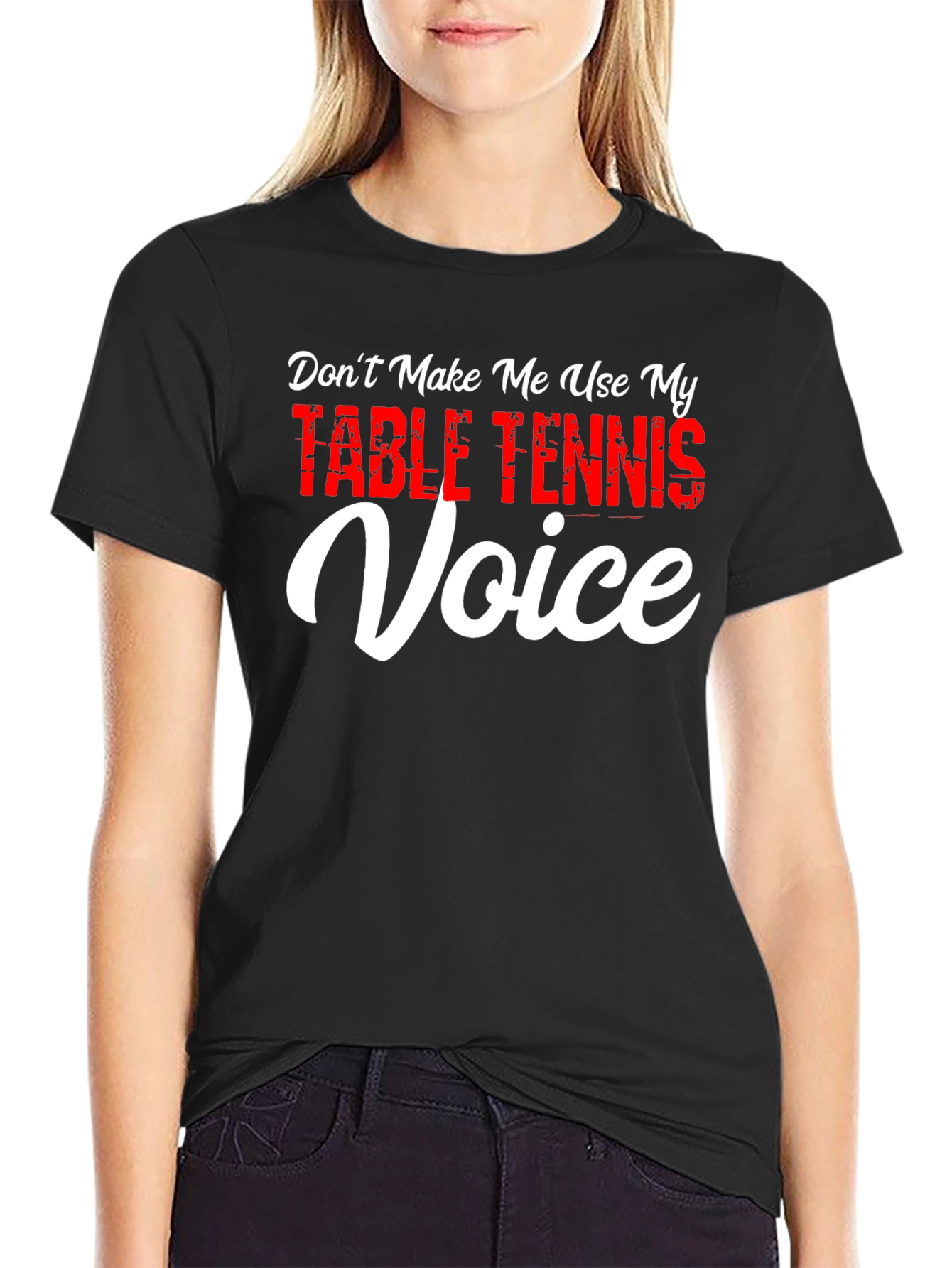 Camiseta Negra Voz de Tenis de Mesa