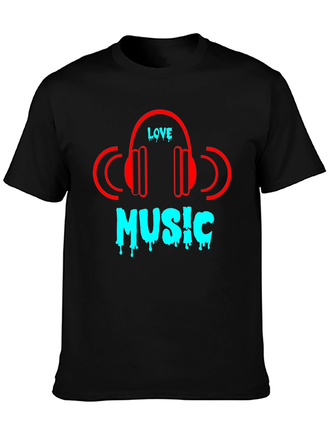 Camiseta Negra Love Music Diseño Moderno