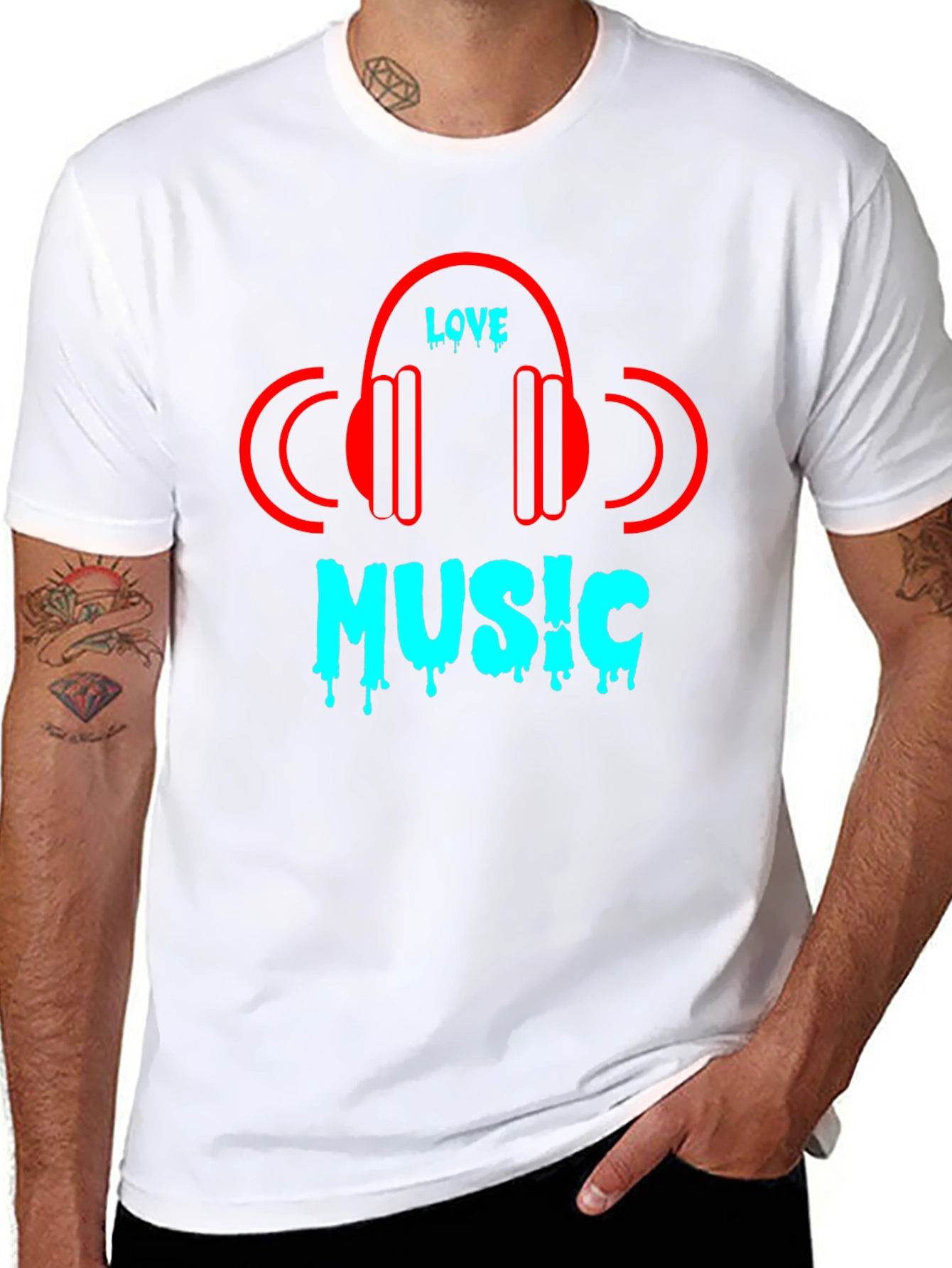 Camiseta Negra Love Music Diseño Moderno