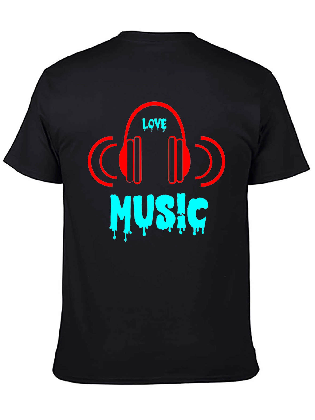 Camiseta Negra Love Music Diseño Moderno