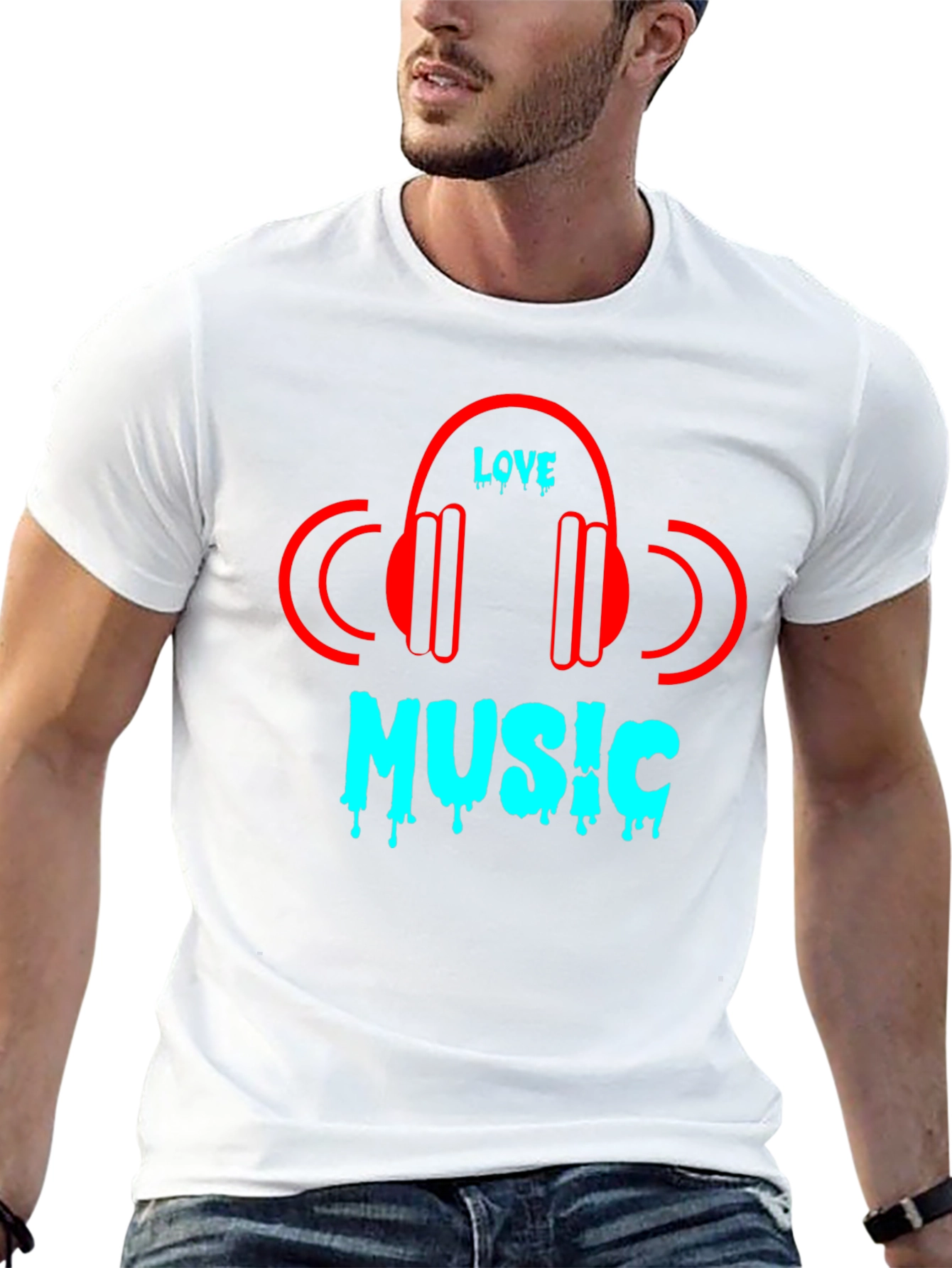 Camiseta Negra Love Music Diseño Moderno