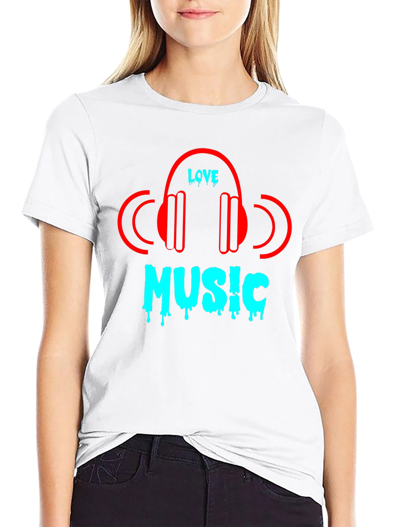 Camiseta Negra Love Music Diseño Moderno