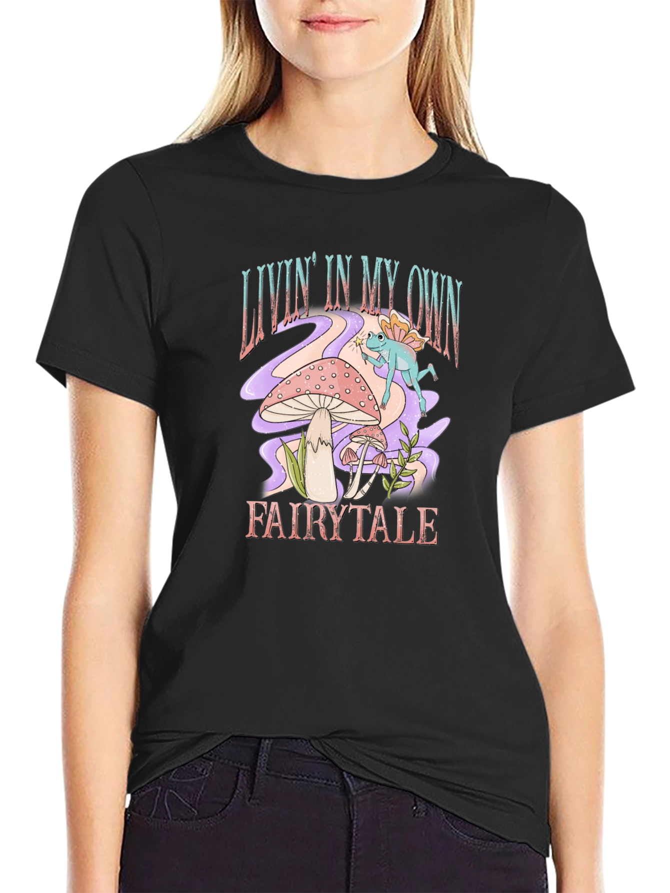 Camiseta Negra con Diseño de Fantasía