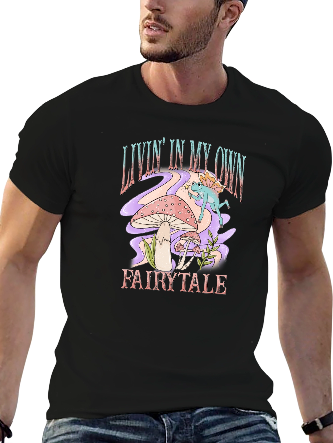 Camiseta Negra con Diseño de Fantasía