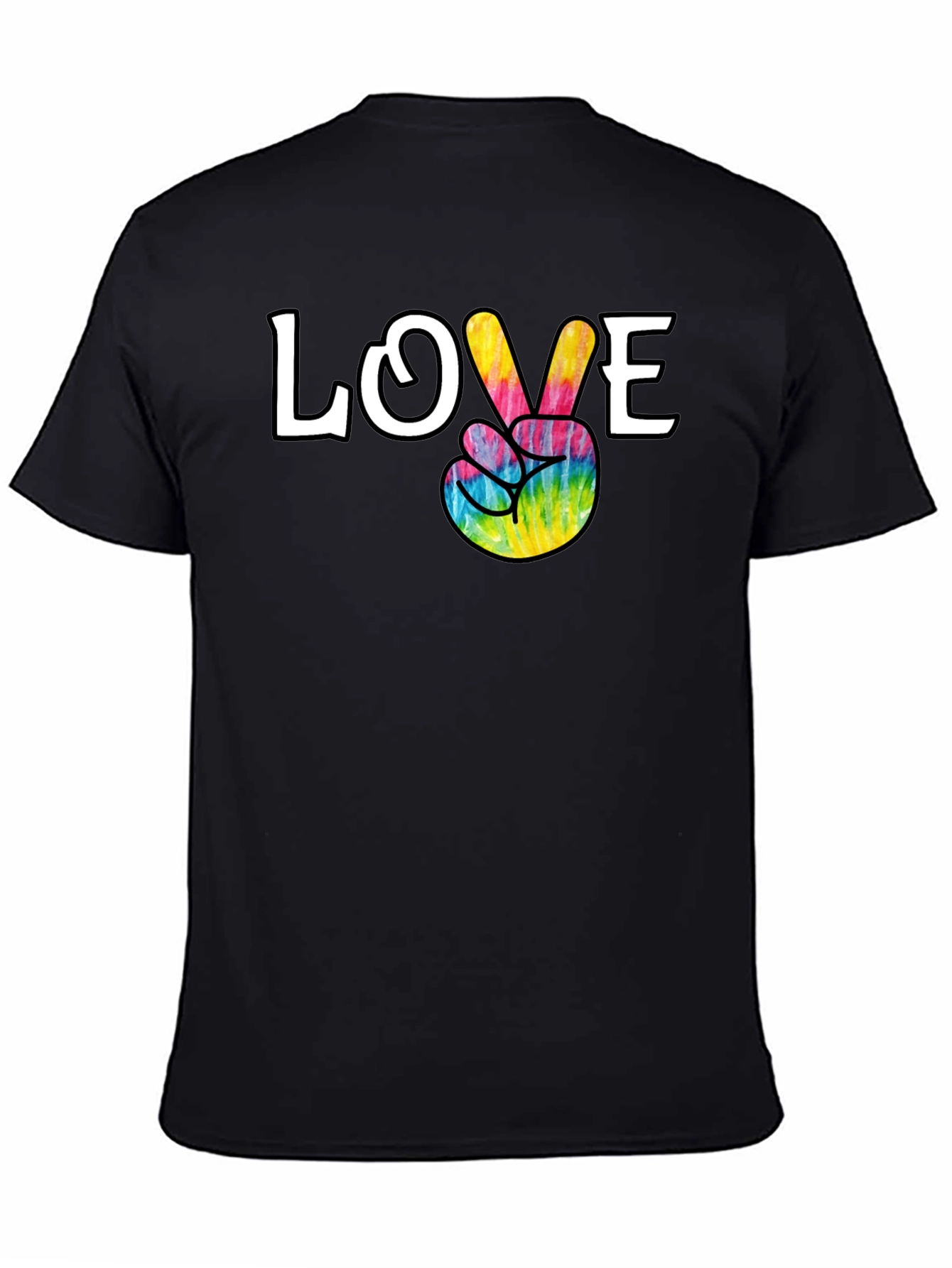 Camiseta Negra Paz y Amor Hippie