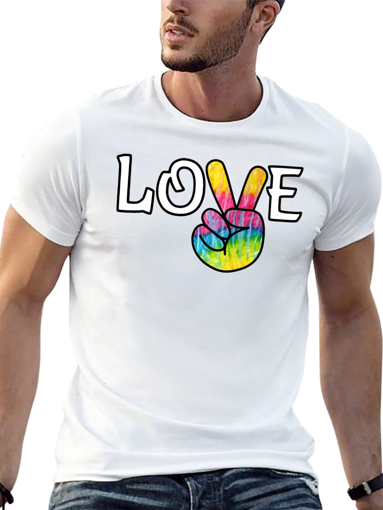 Camiseta Negra Paz y Amor Hippie