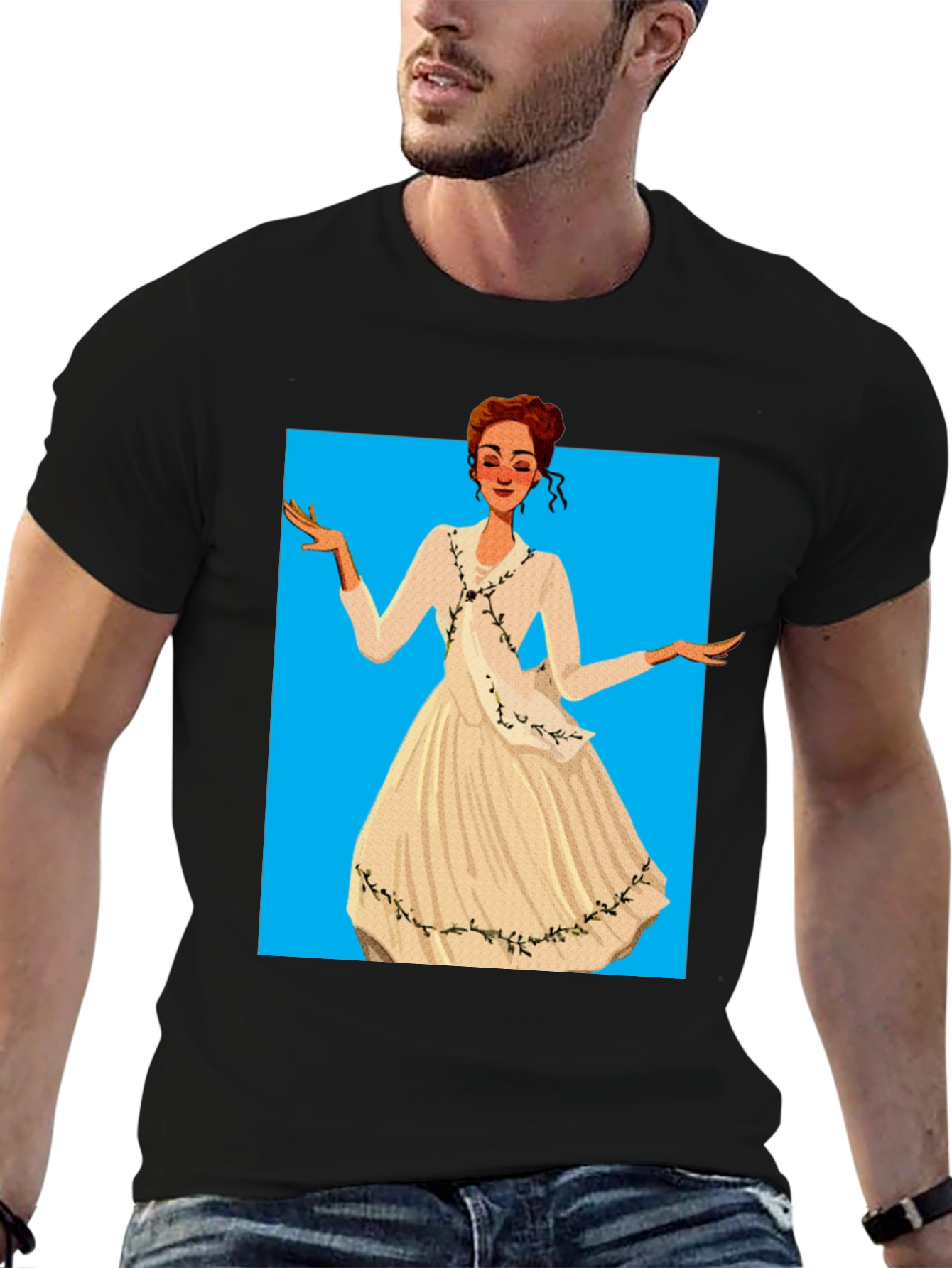 Camiseta Negra con Diseño de Época