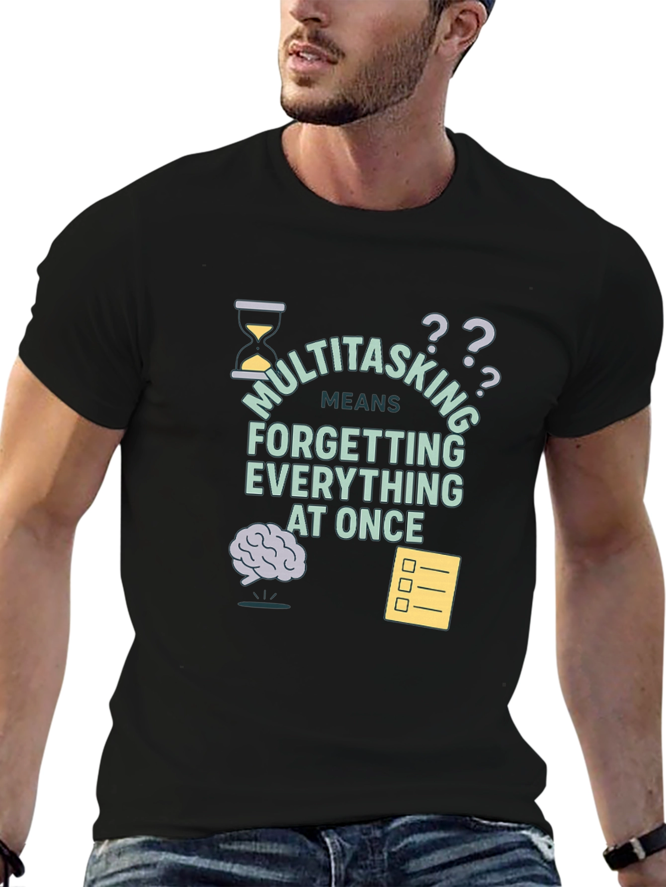 Camiseta Negra Multitasking: Olvídalo Todo