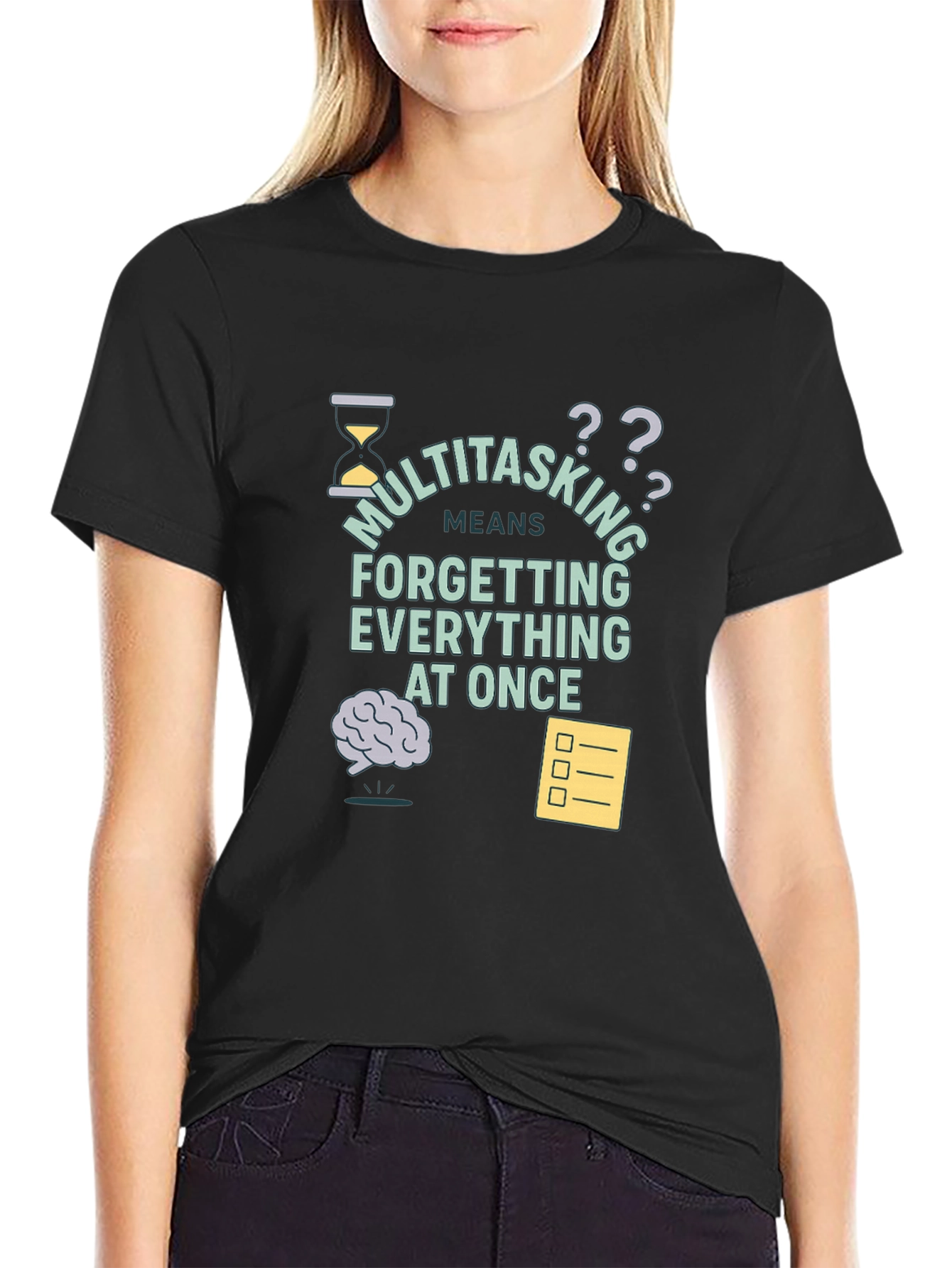 Camiseta Negra Multitasking: Olvídalo Todo