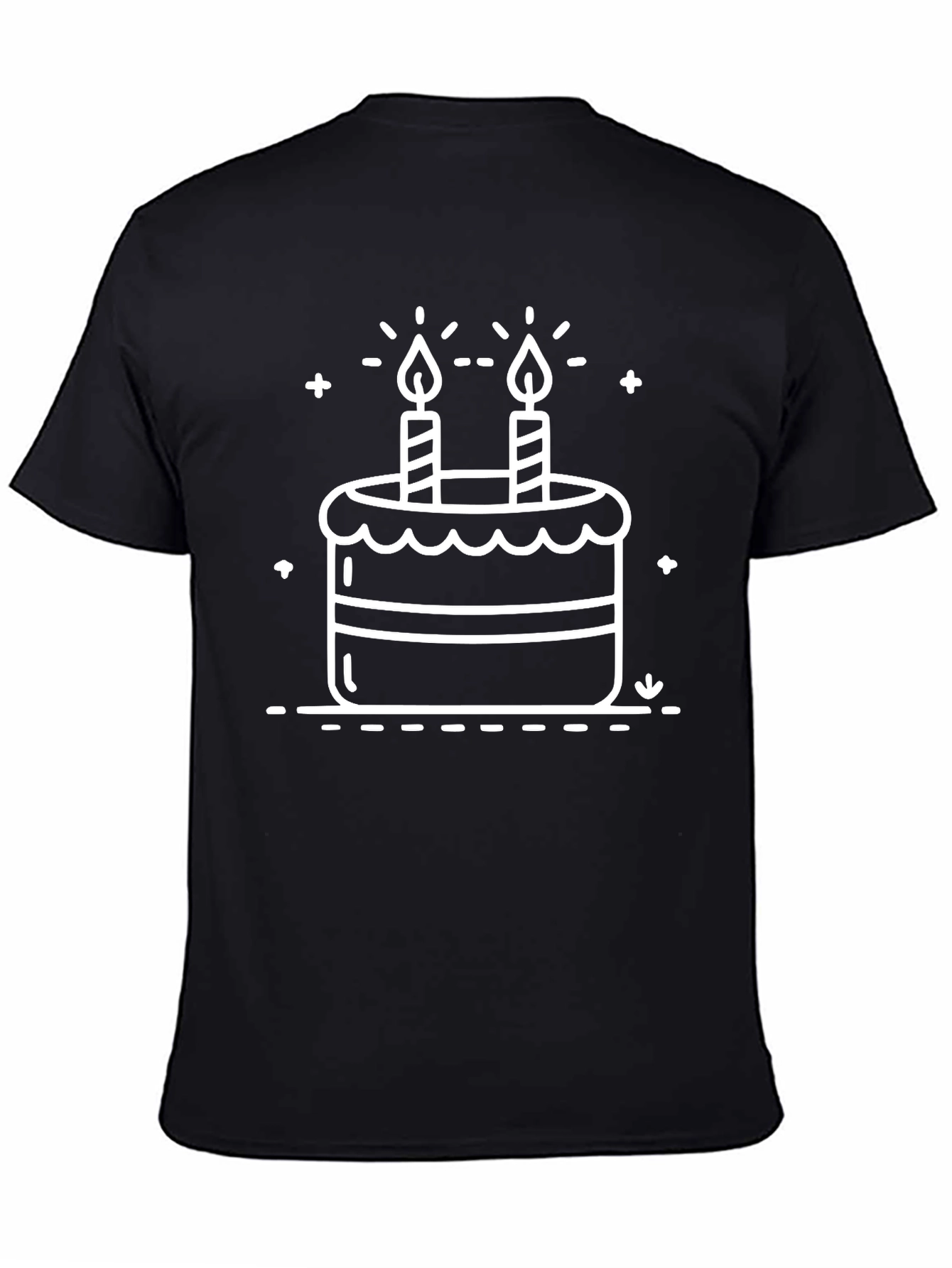 Camiseta Negra con Diseño de Pastel de Cumpleaños