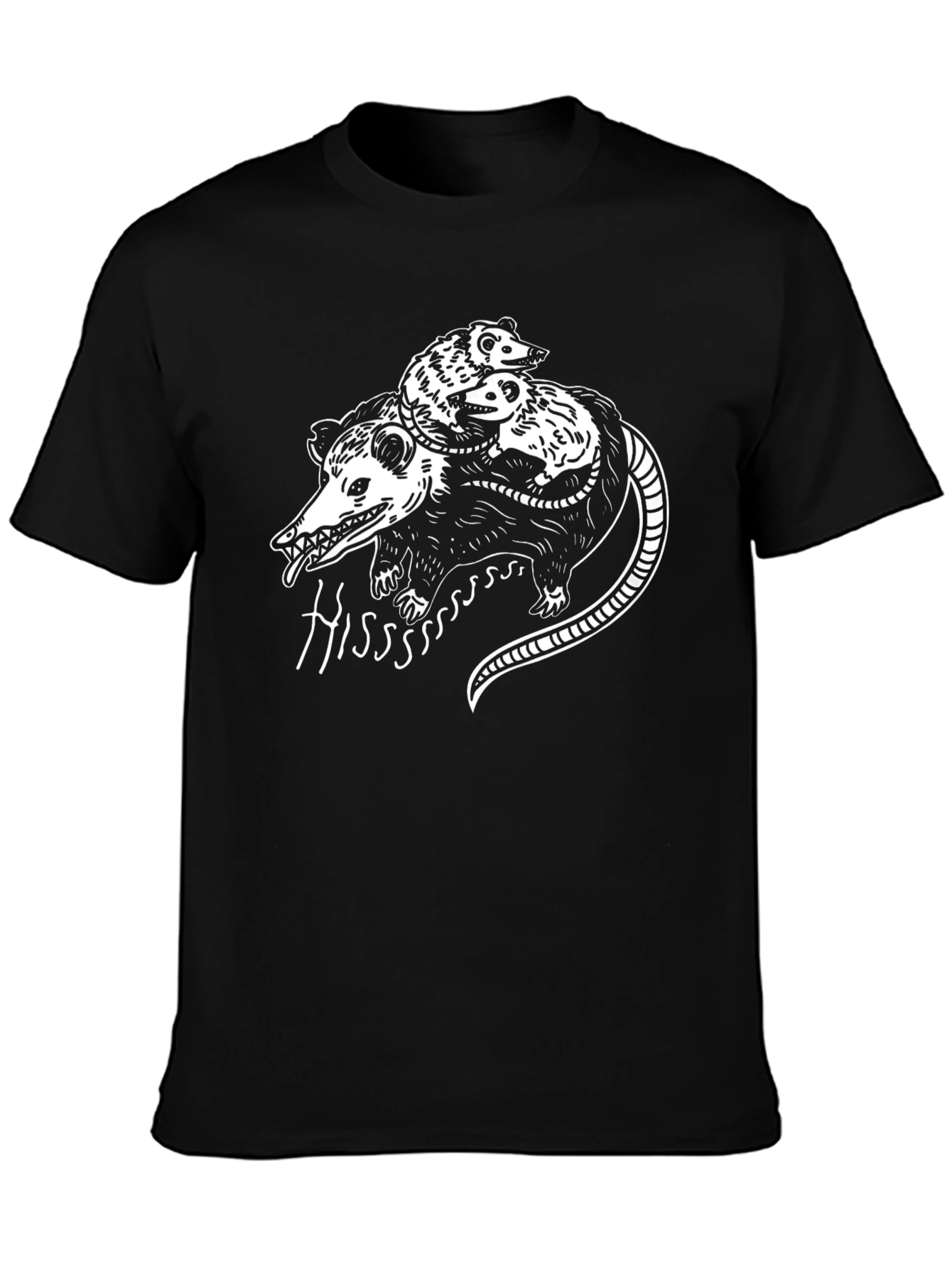Camiseta Negra con Diseño de Zarigüeya Hiss