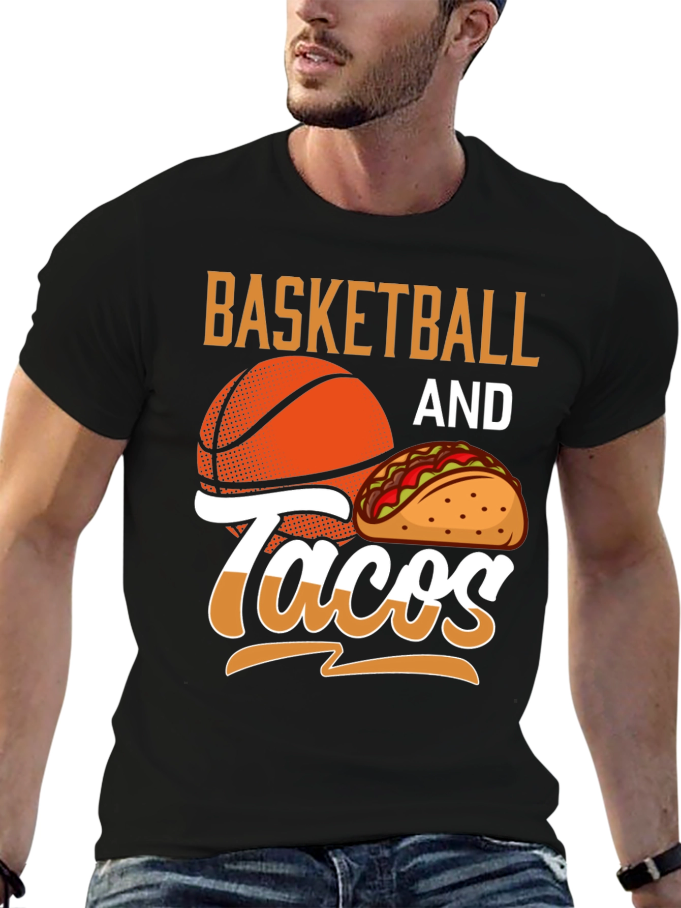 Camiseta Negra Basketball and Tacos para Hombre