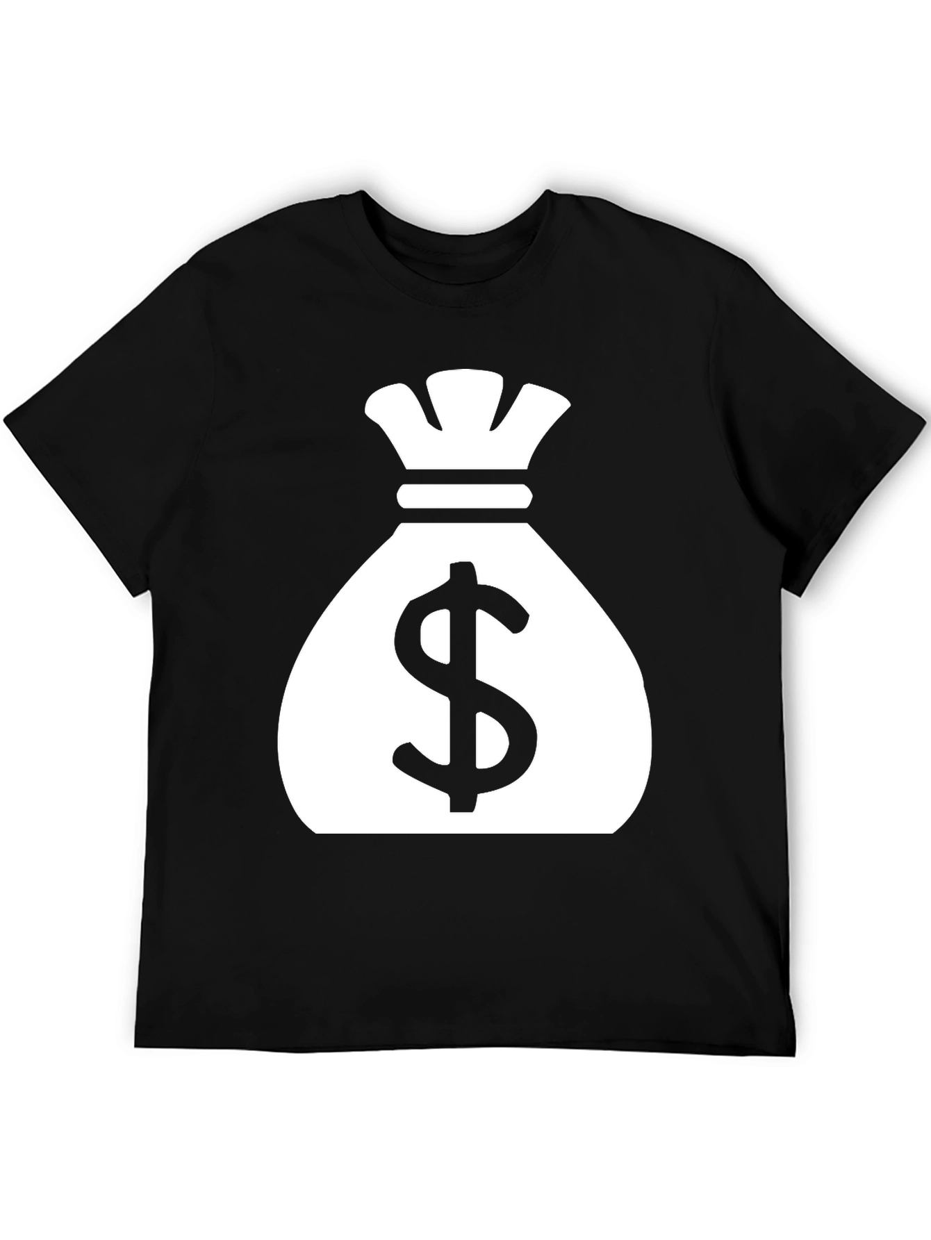 Camiseta Negra con Diseño de Saco de Dinero