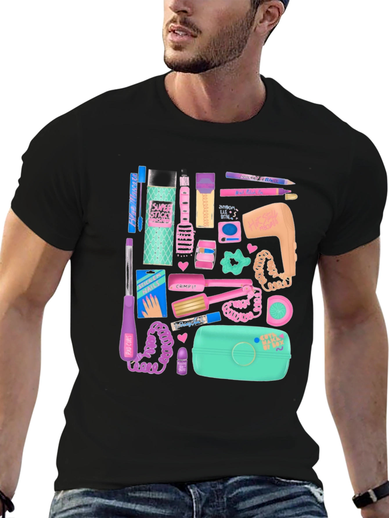 Camiseta Negra Estampado Nostalgia Años 90