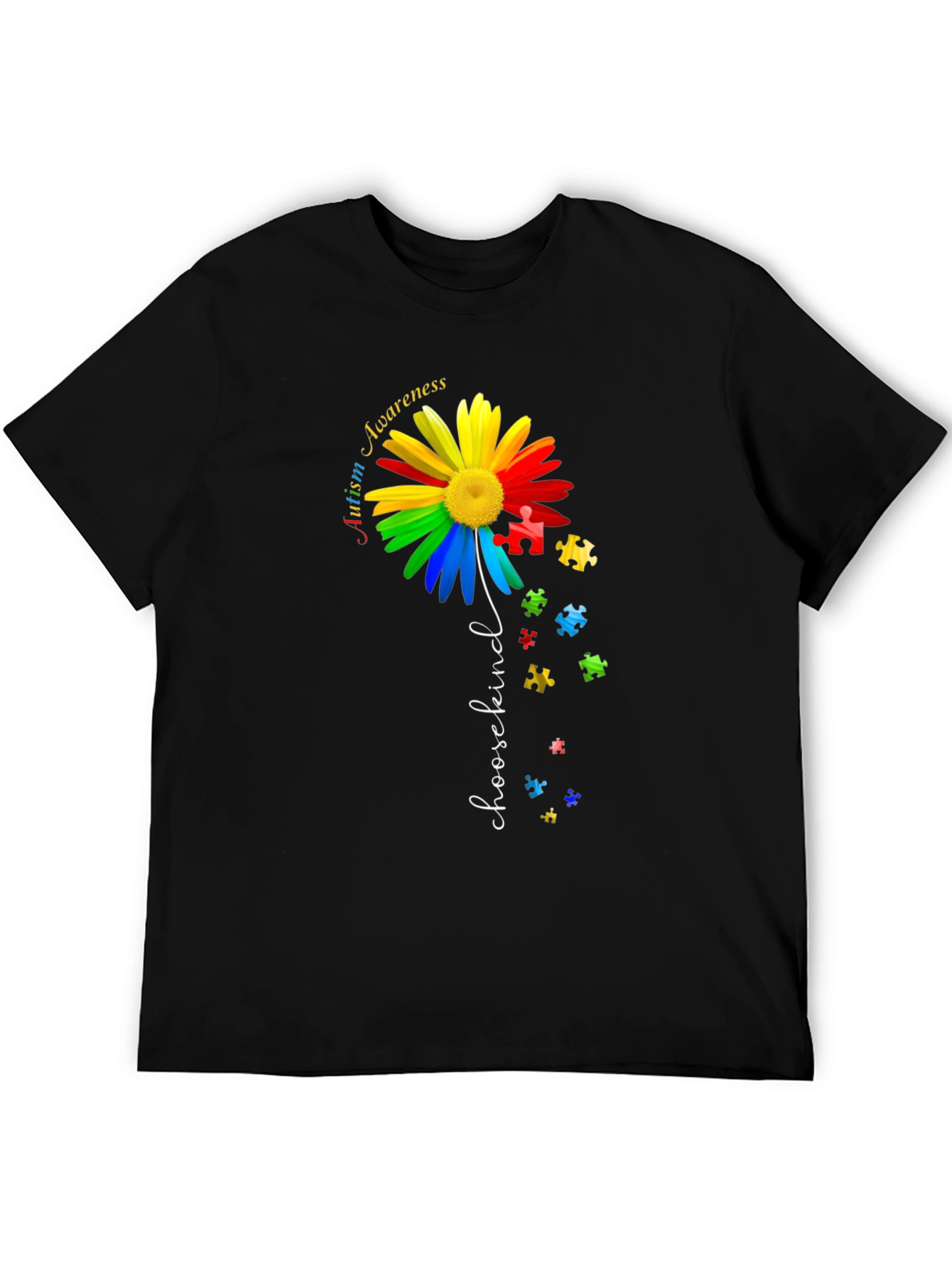 Camiseta Negra Con Diseño De Concienciación Sobre El Autismo