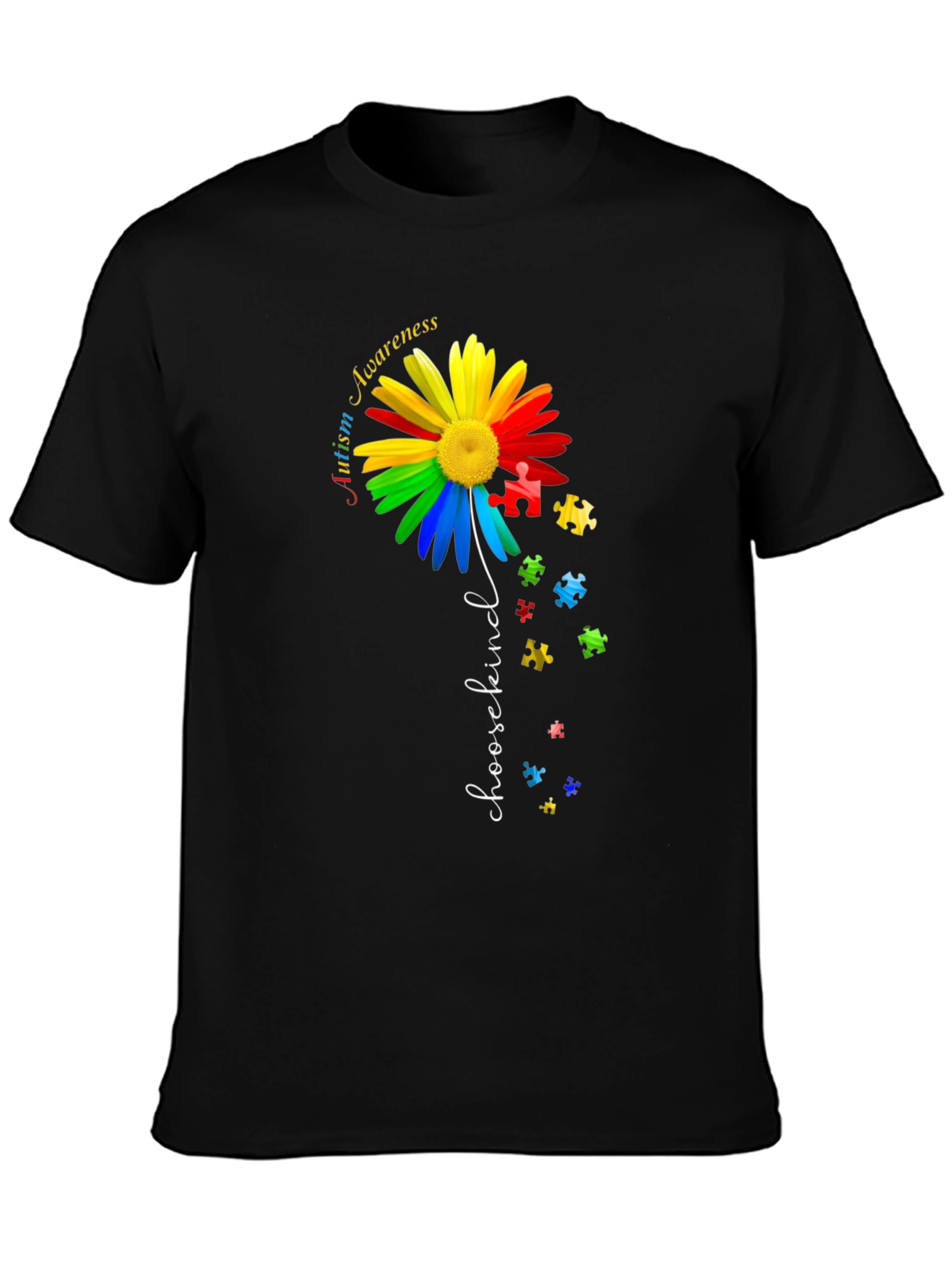 Camiseta Negra Con Diseño De Concienciación Sobre El Autismo