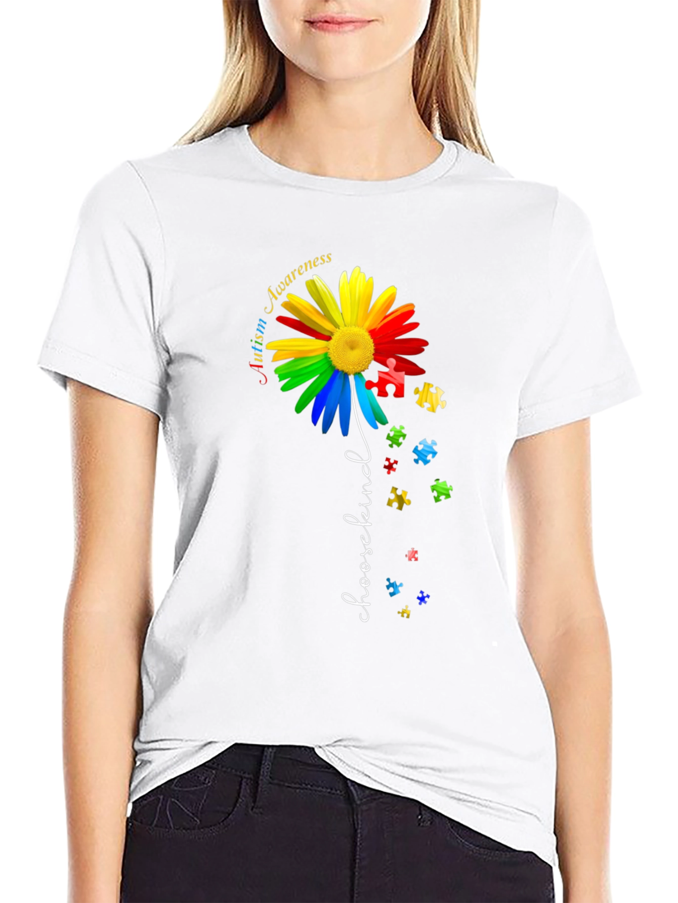 Camiseta Negra Con Diseño De Concienciación Sobre El Autismo