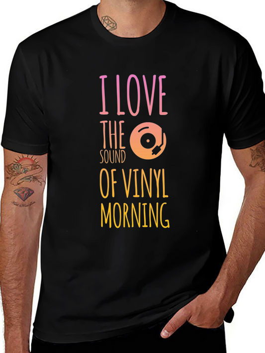 Camiseta Negra: Amo el Sonido del Vinilo por la Mañana