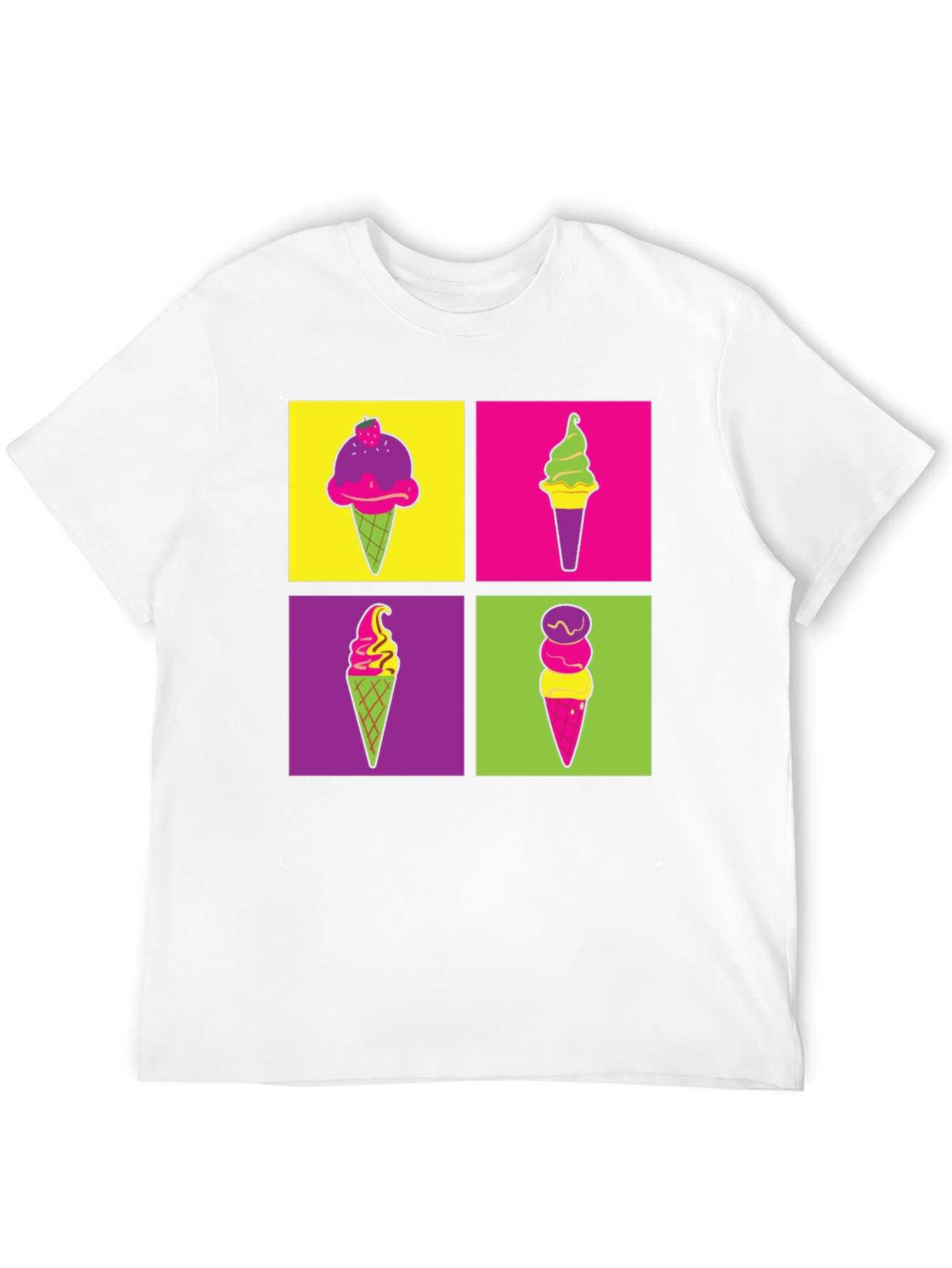 Camiseta Negra con Diseño Pop Art de Helados