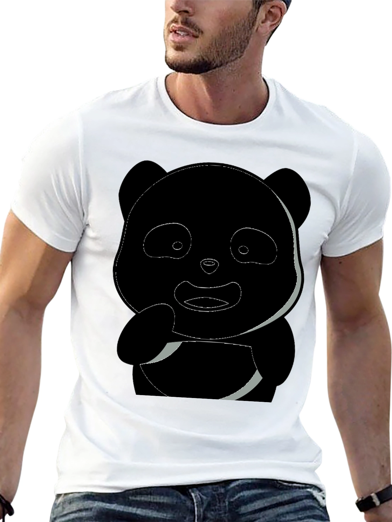 Camiseta Negra Panda Diseño Casual