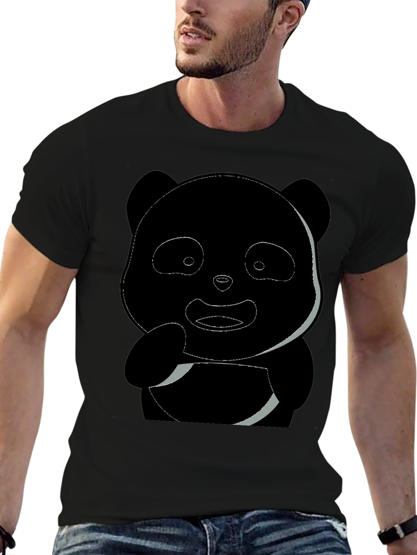Camiseta Negra Panda Diseño Casual