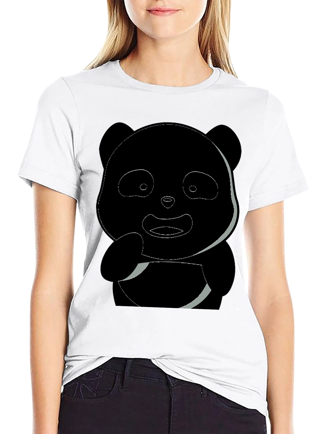 Camiseta Negra Panda Diseño Casual