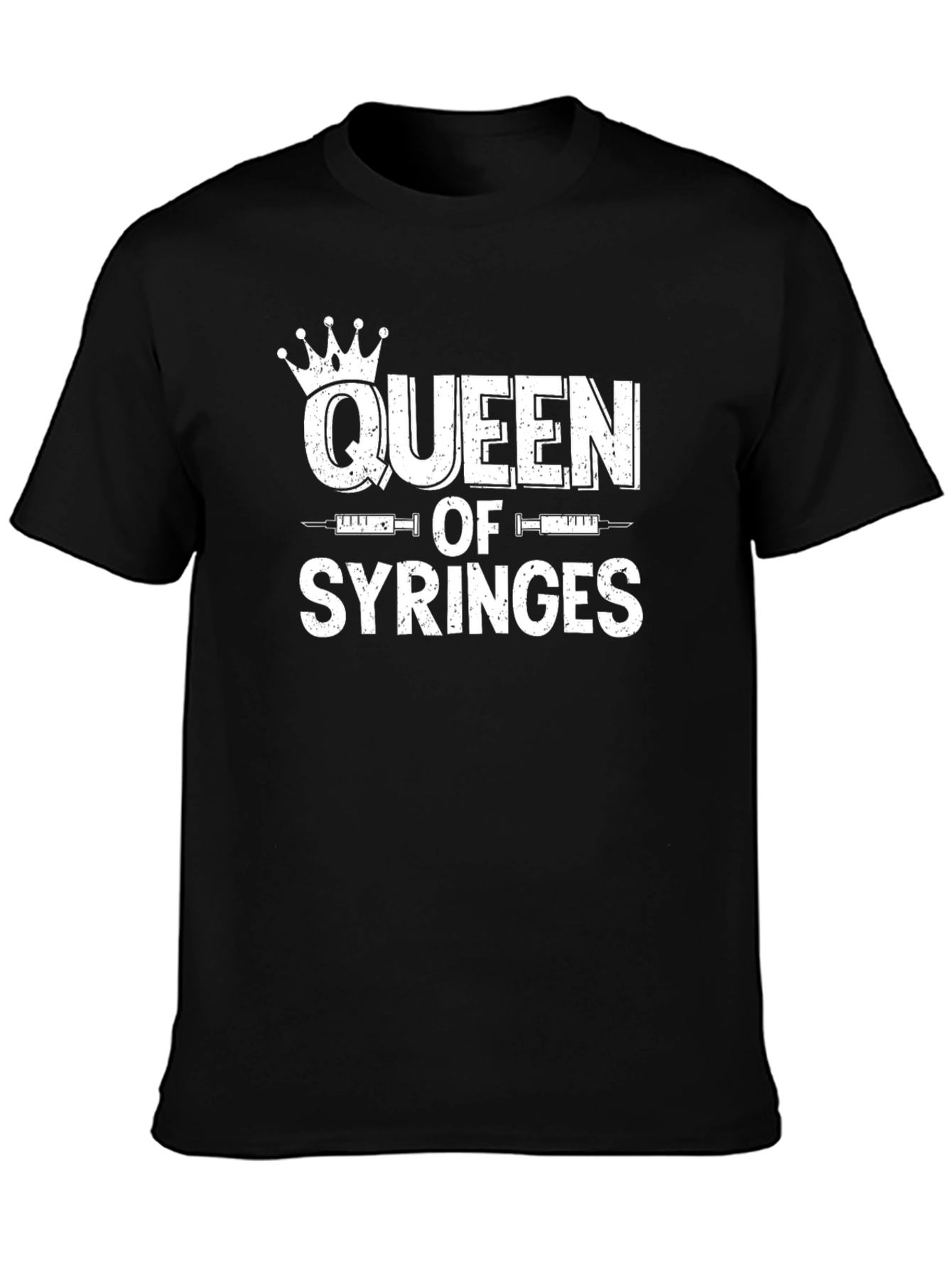 Camiseta Negra Queen of Syringes para Enfermeras