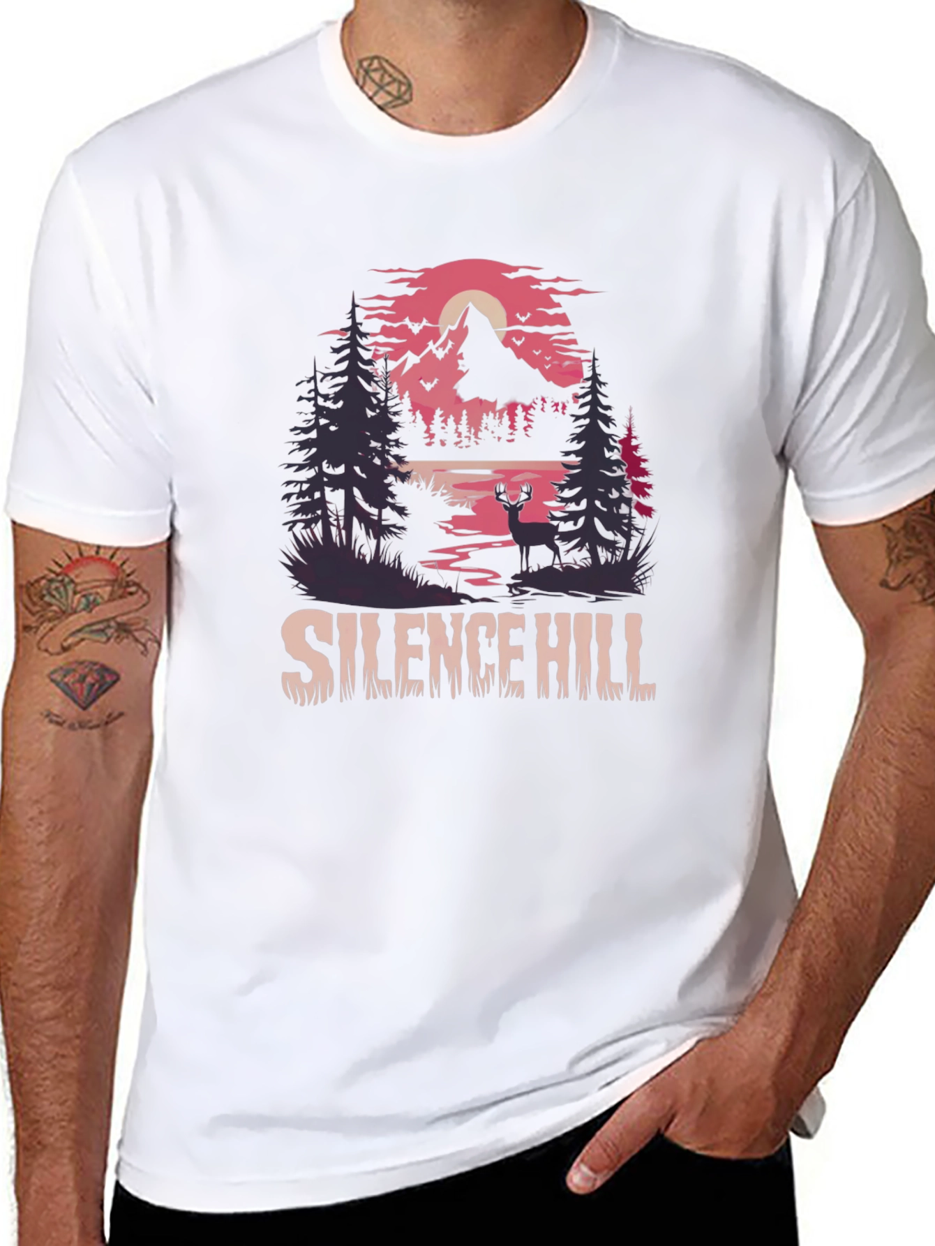 Camiseta Negra Silent Hill Estampada