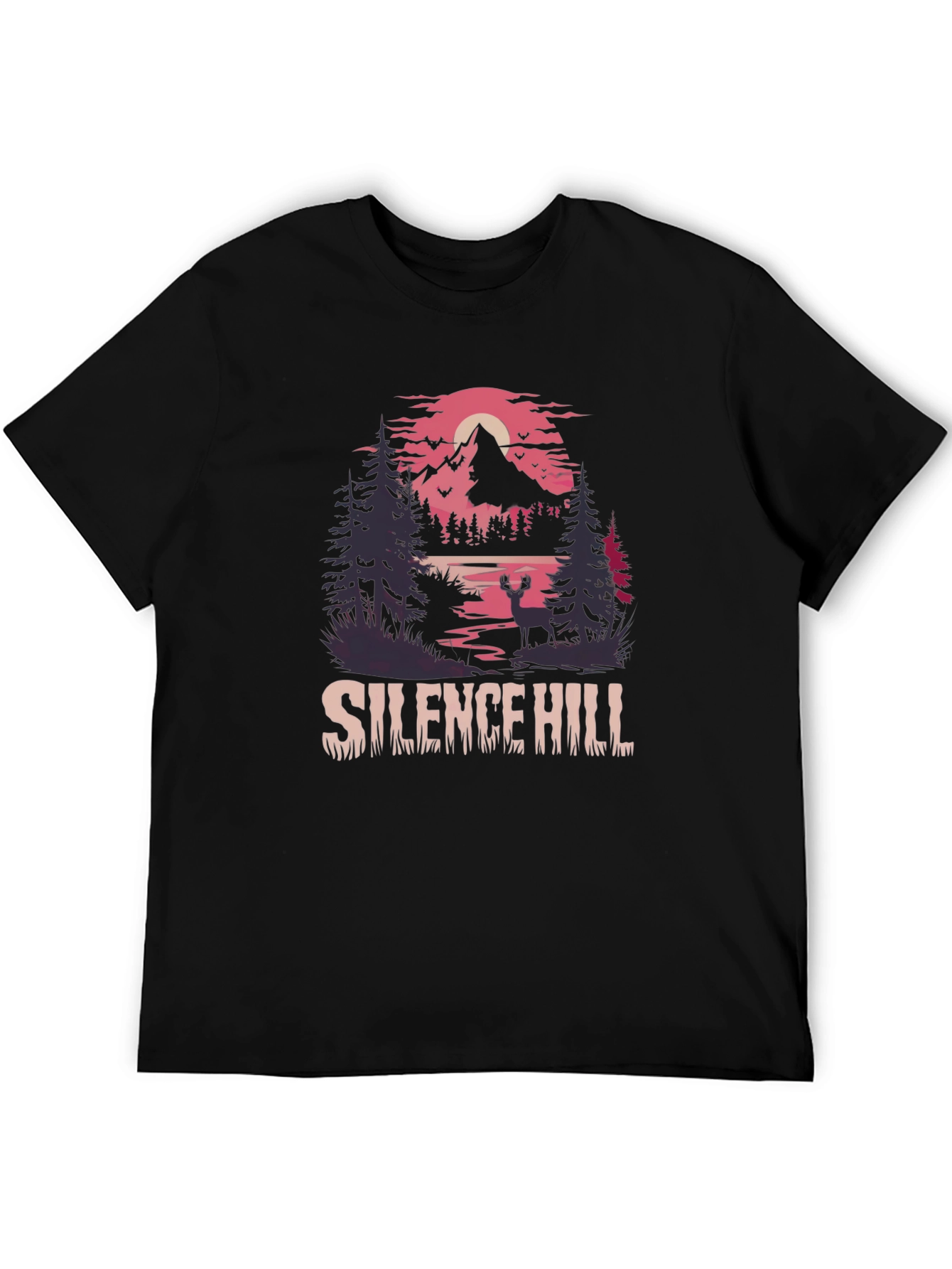 Camiseta Negra Silent Hill Estampada