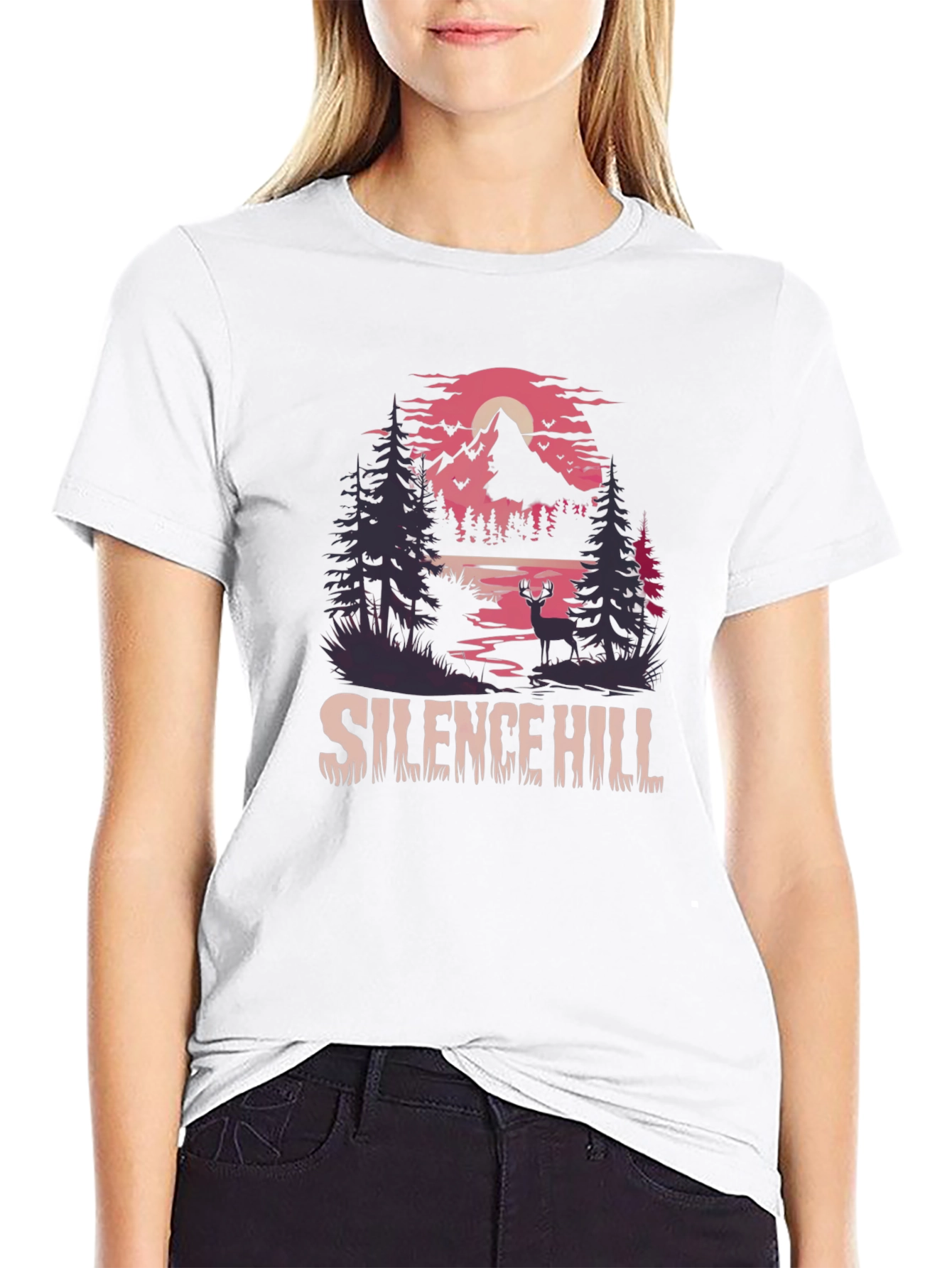 Camiseta Negra Silent Hill Estampada