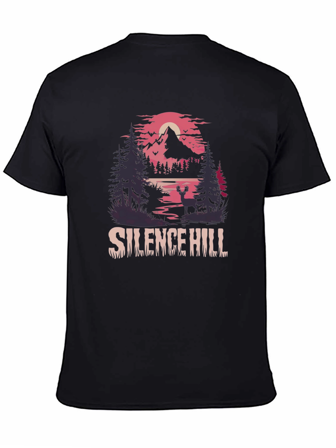 Camiseta Negra Silent Hill Estampada