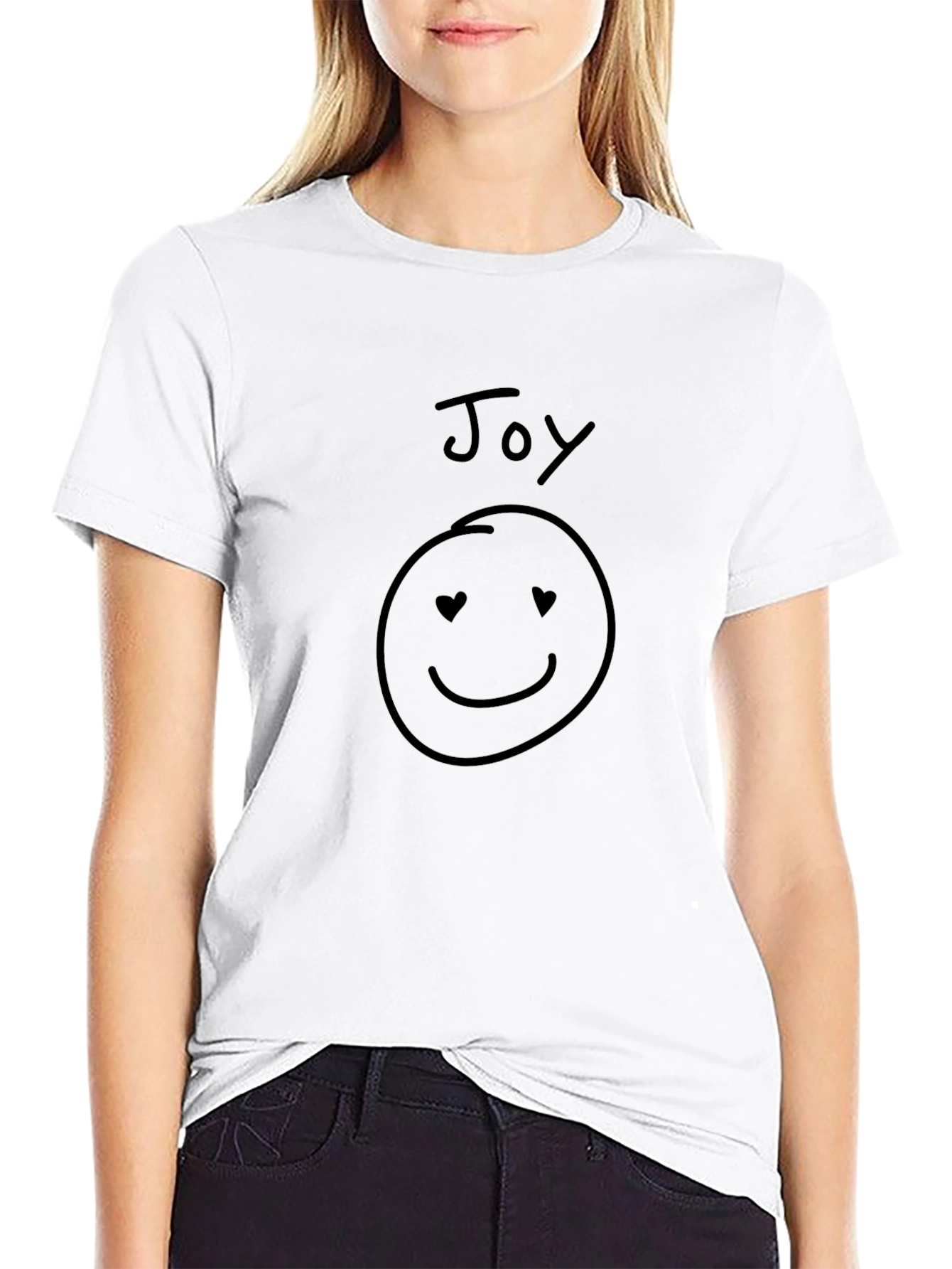 Camiseta Negra Estampada Joy con Smiley