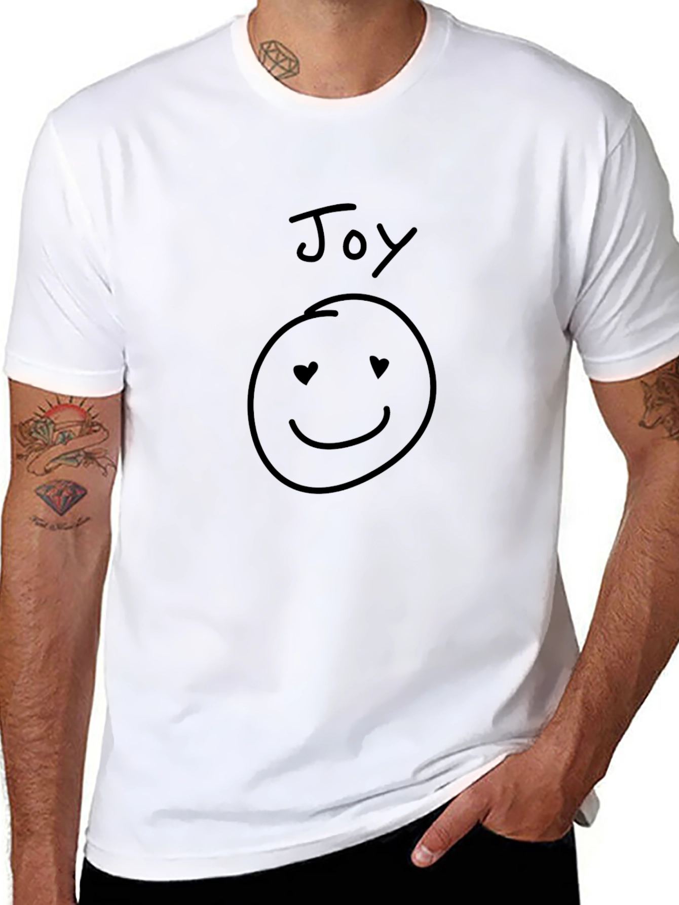 Camiseta Negra Estampada Joy con Smiley