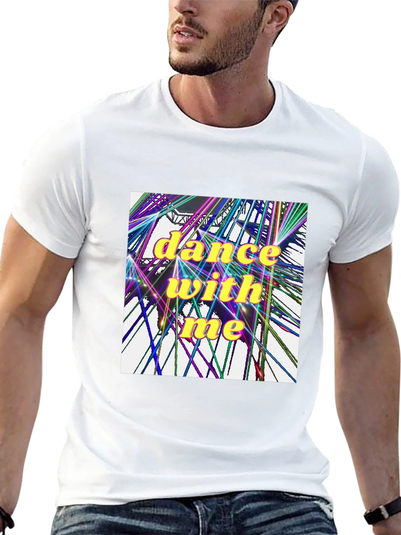 Camiseta Negra Dance With Me Diseño Abstracto