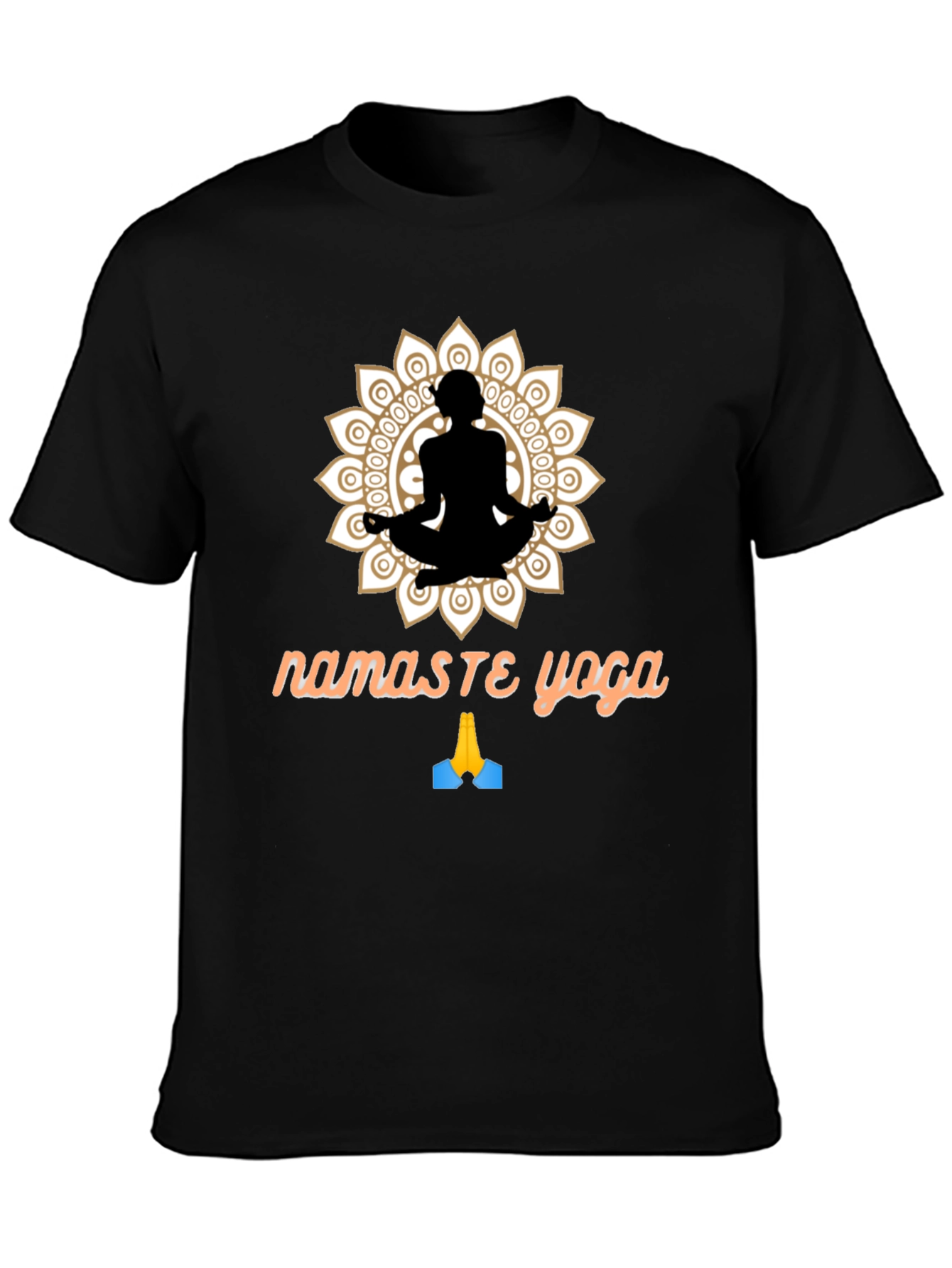 Camiseta Negra Namaste Yoga Diseño Mandala