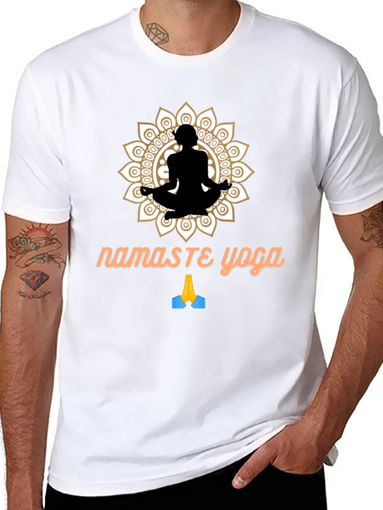 Camiseta Negra Namaste Yoga Diseño Mandala