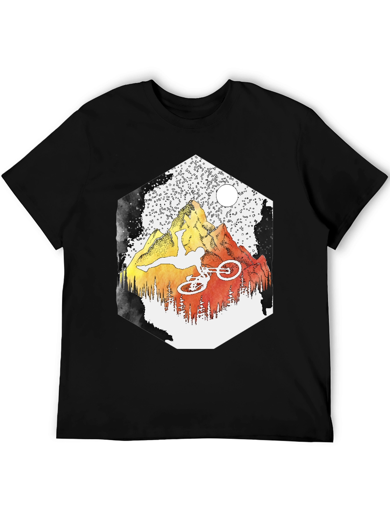 Camiseta Negra Montaña Bicicleta Extrema