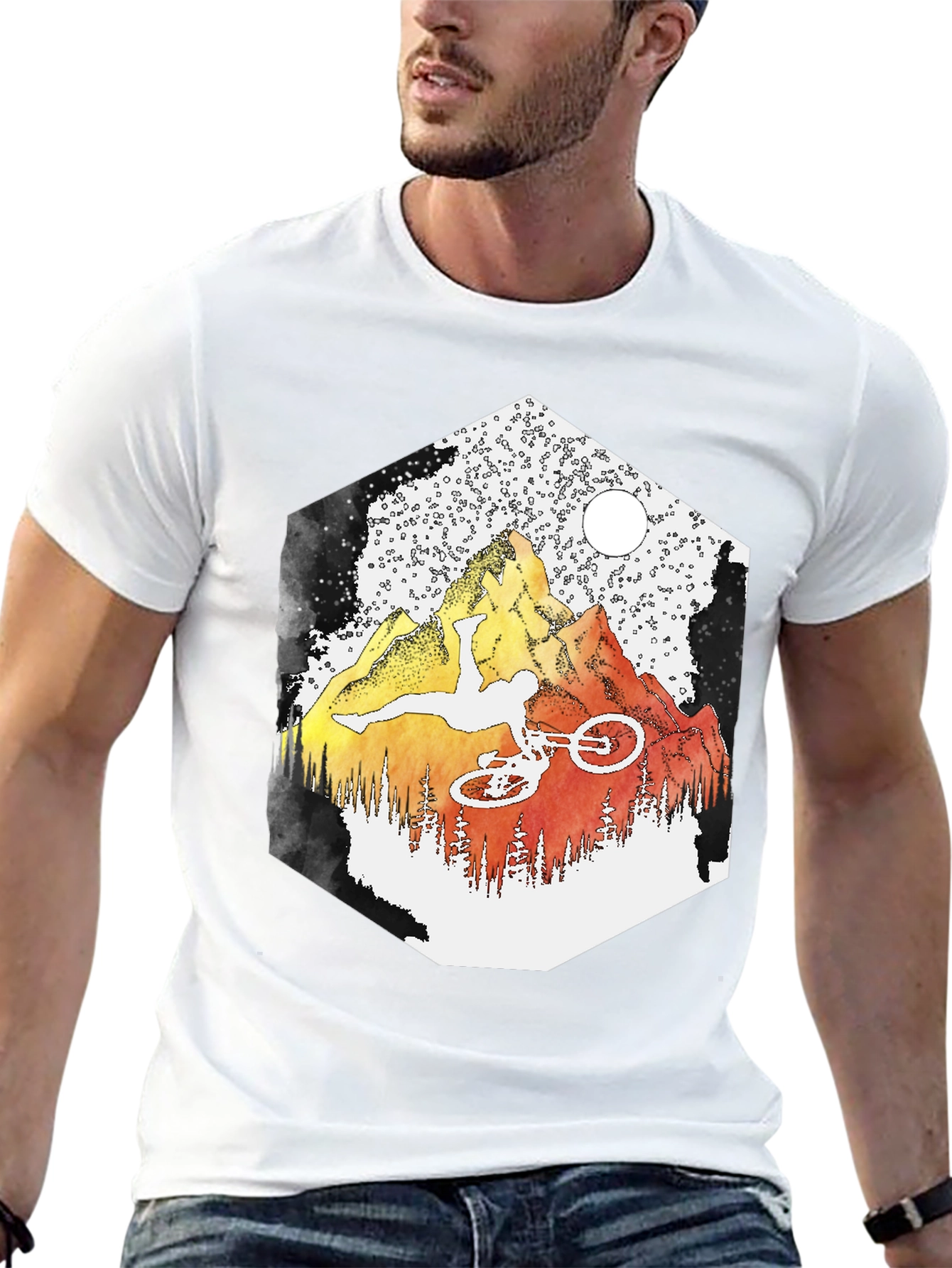 Camiseta Negra Montaña Bicicleta Extrema