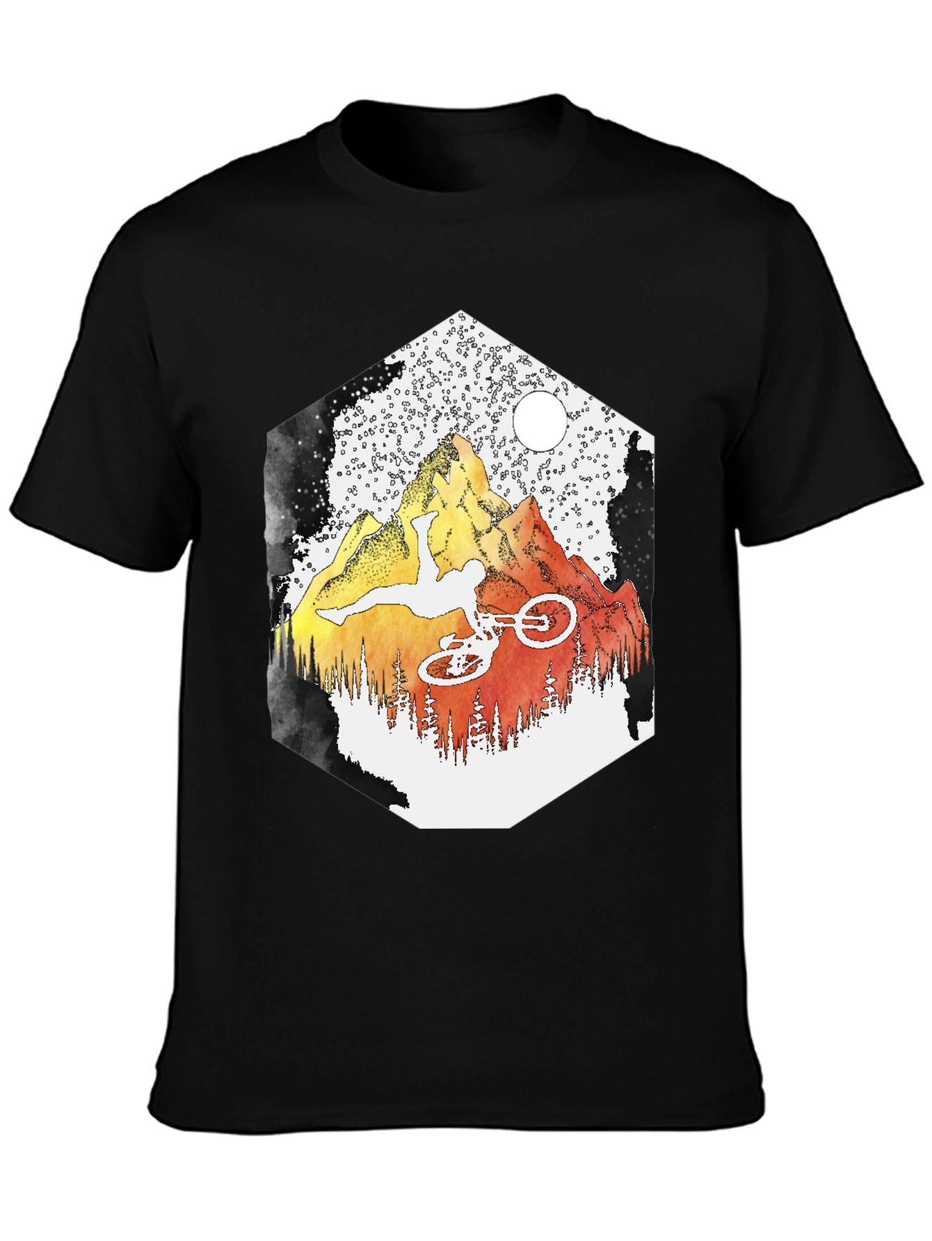Camiseta Negra Montaña Bicicleta Extrema