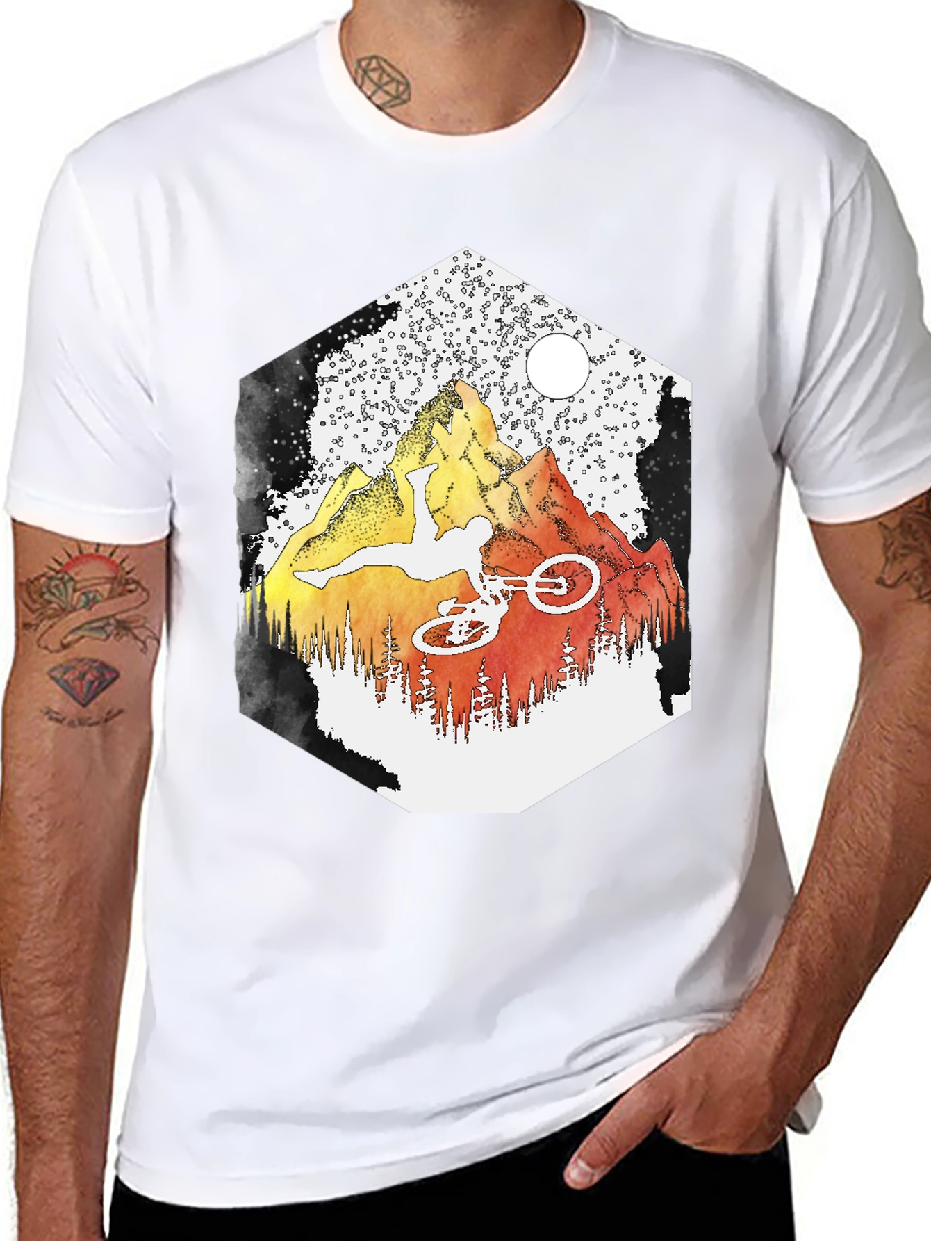 Camiseta Negra Montaña Bicicleta Extrema