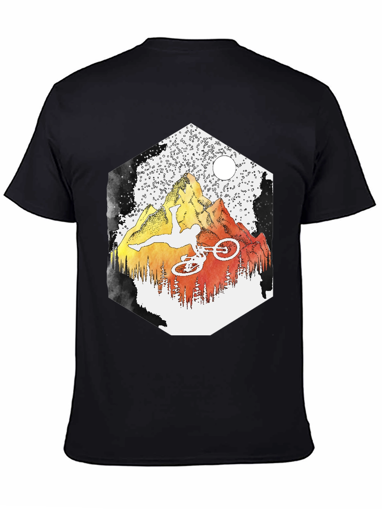 Camiseta Negra Montaña Bicicleta Extrema