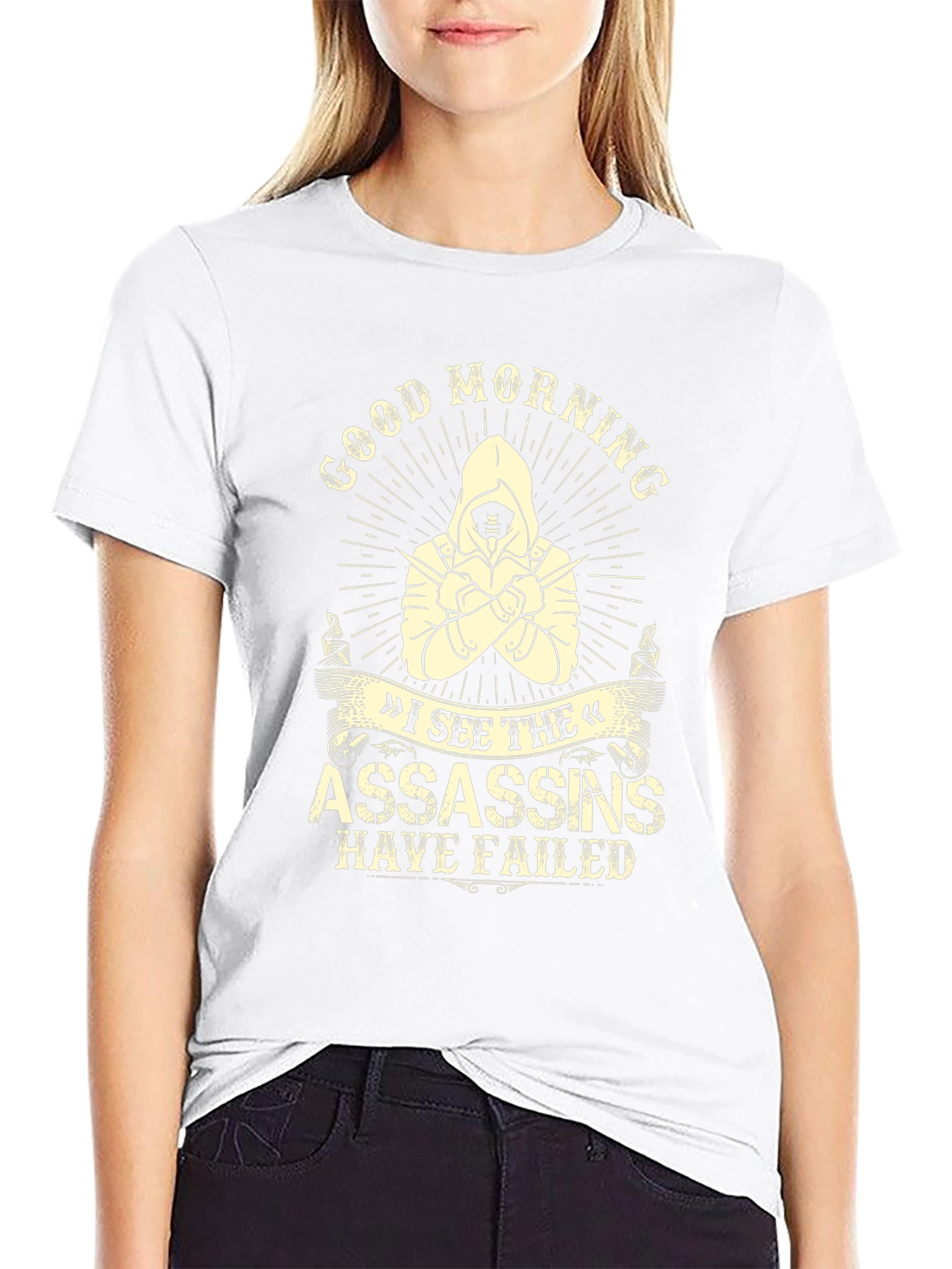 Camiseta negra con diseño Good Morning Assassins