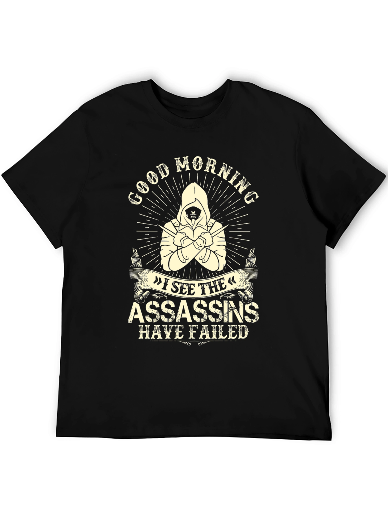 Camiseta negra con diseño Good Morning Assassins