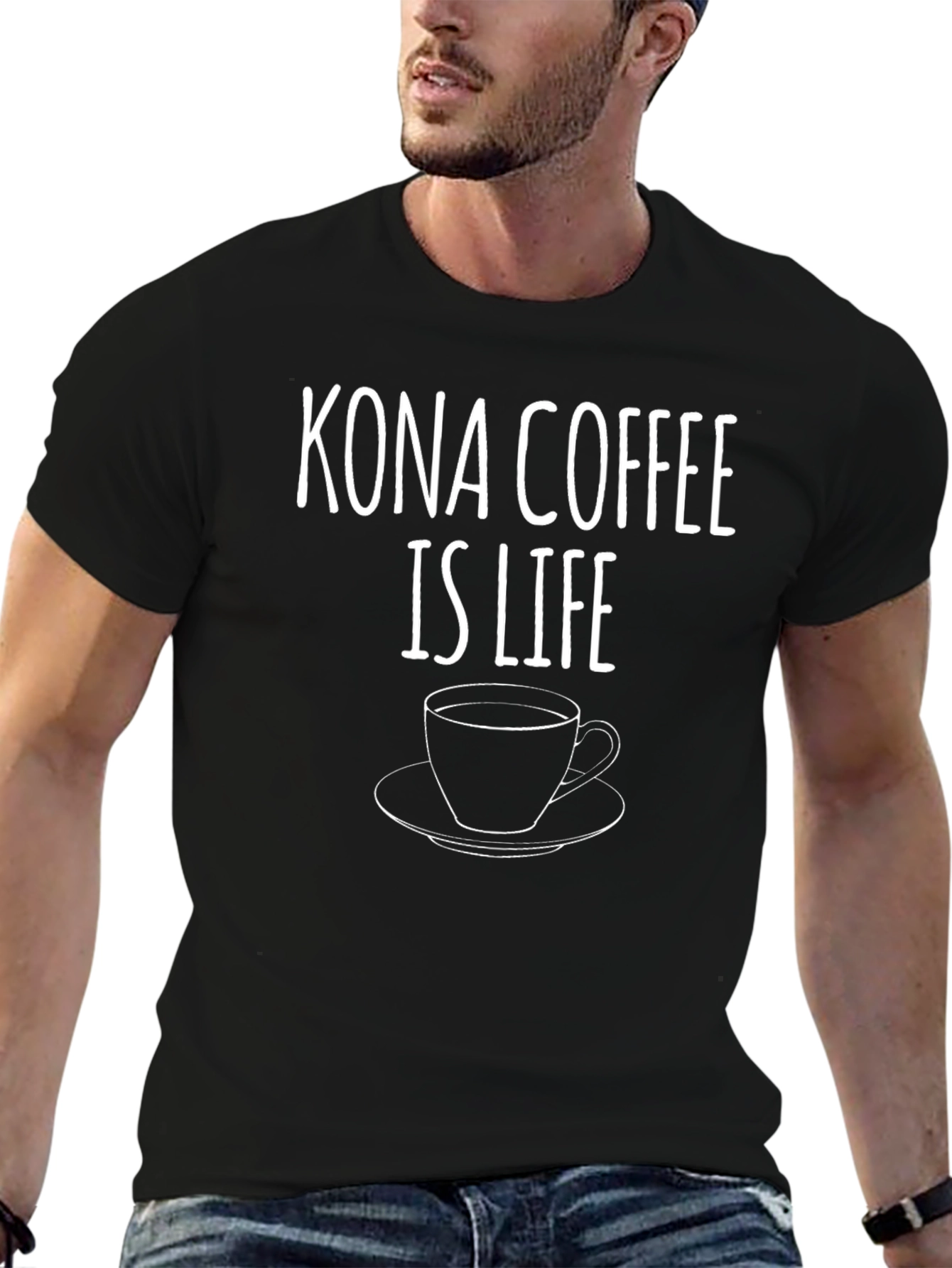 Camiseta Negra Kona Coffee Is Life
